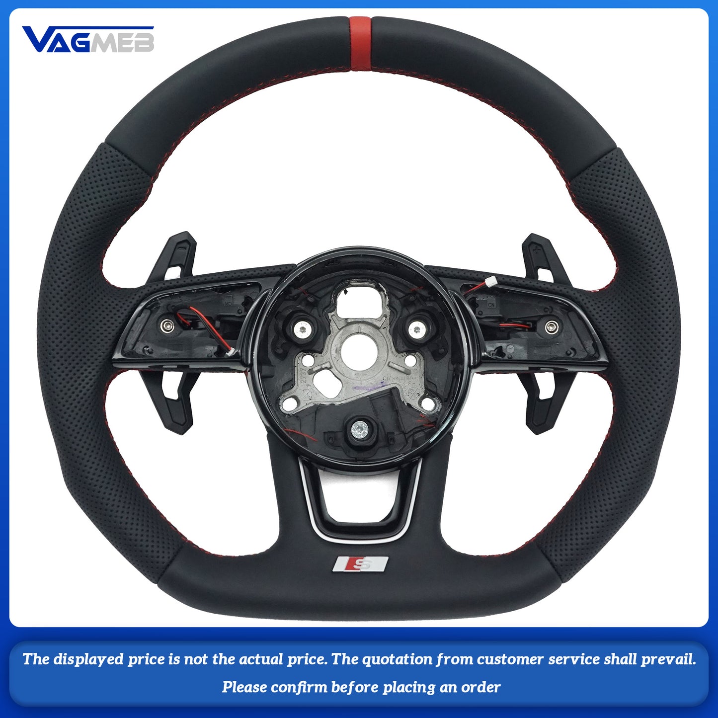 For Audi S logo A3 8V A4 B8 B9 Custom Alcantara leather steering wheel Including buttons and paddles Various colors of stitching