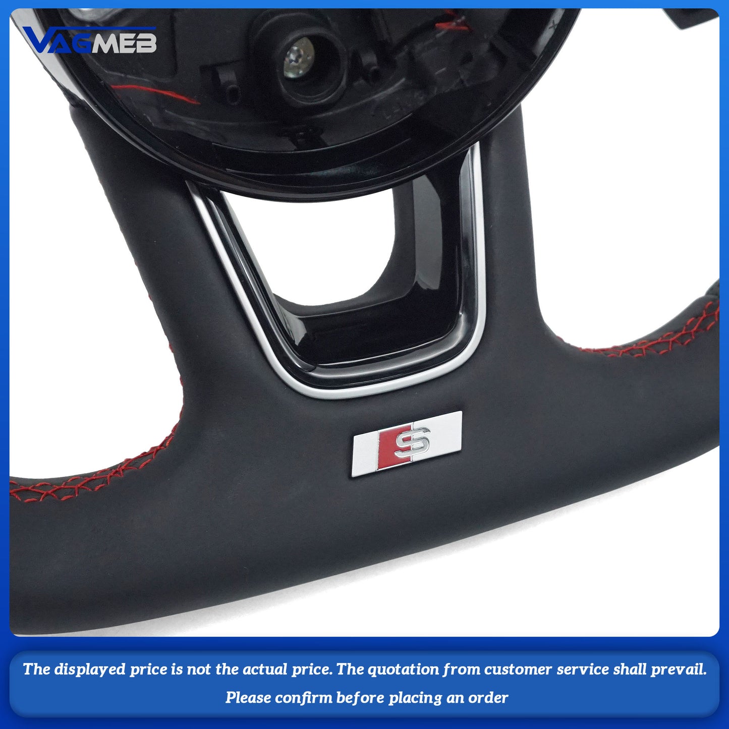 For Audi S logo A3 8V A4 B8 B9 Custom Alcantara leather steering wheel Including buttons and paddles Various colors of stitching