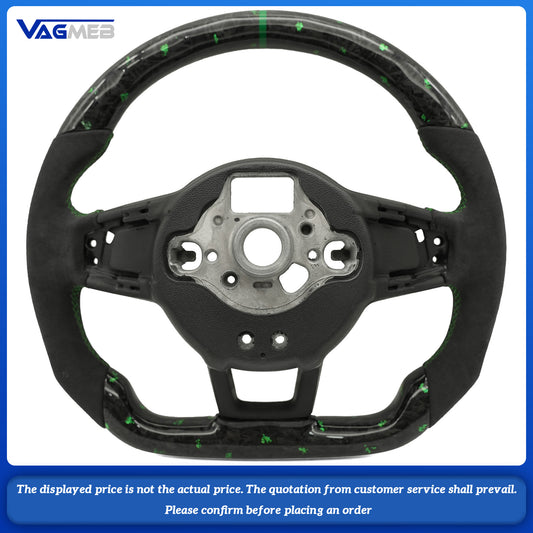 Forged gold foil carbon fiber Alcantara steering wheel Golf 7 7.5 GTI GTD GTE R 2013-2020 Polo GTI Tiguan Passat DSG