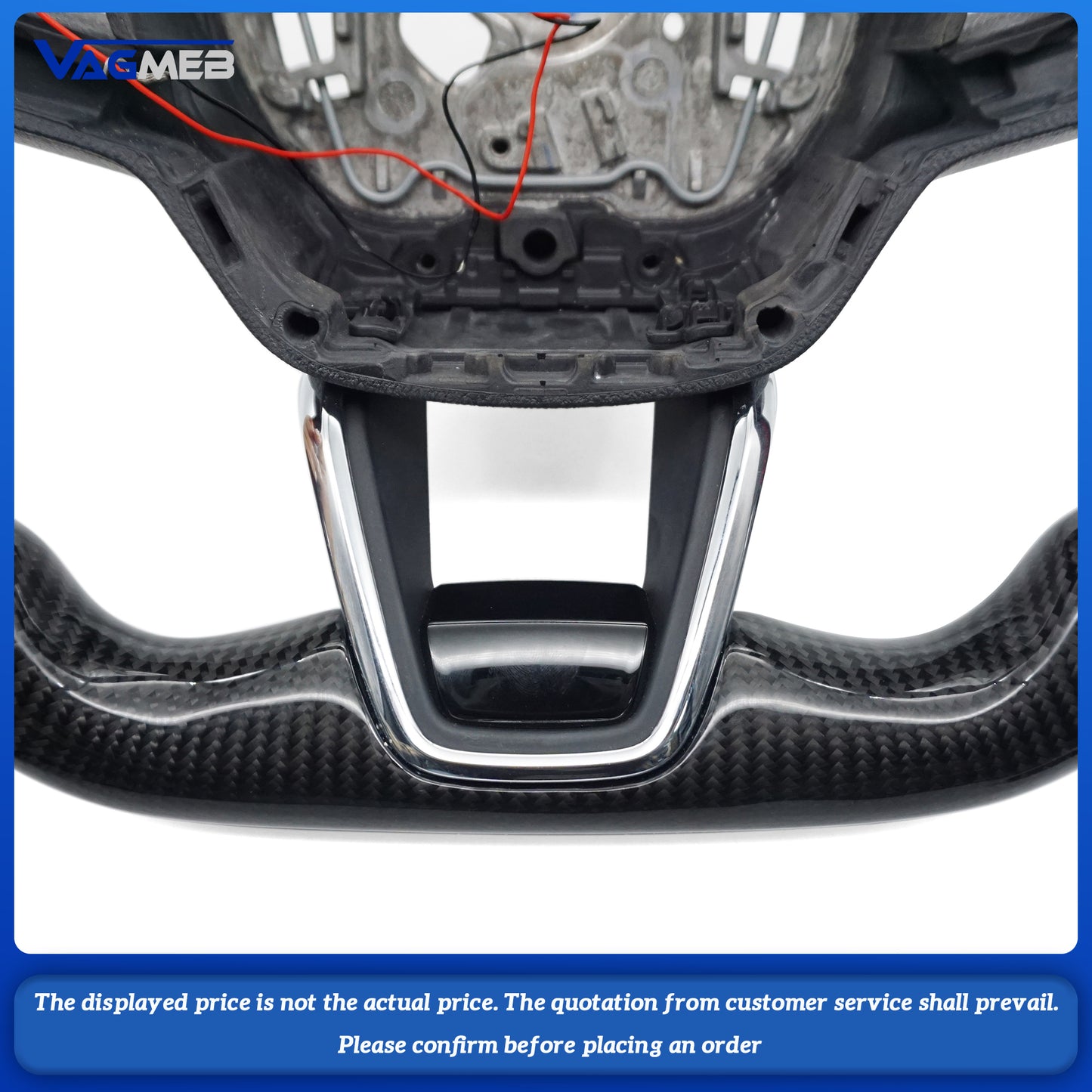 For Skoda Octavia carbon fiber semi-suede red steering wheel