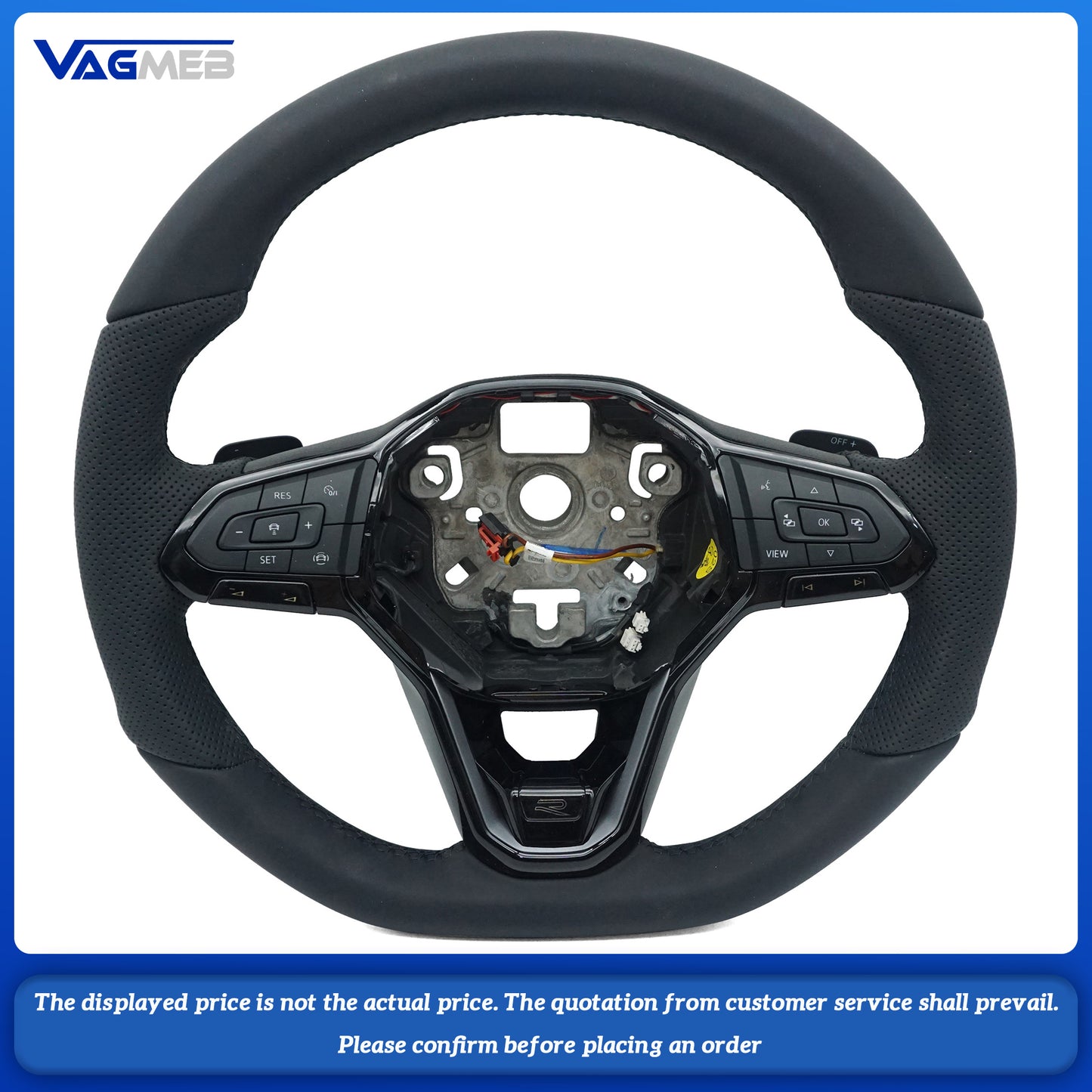 For VW Golf 8 GTI MK8 Custom leather alcantara punch steeringwheel with button heat paddle