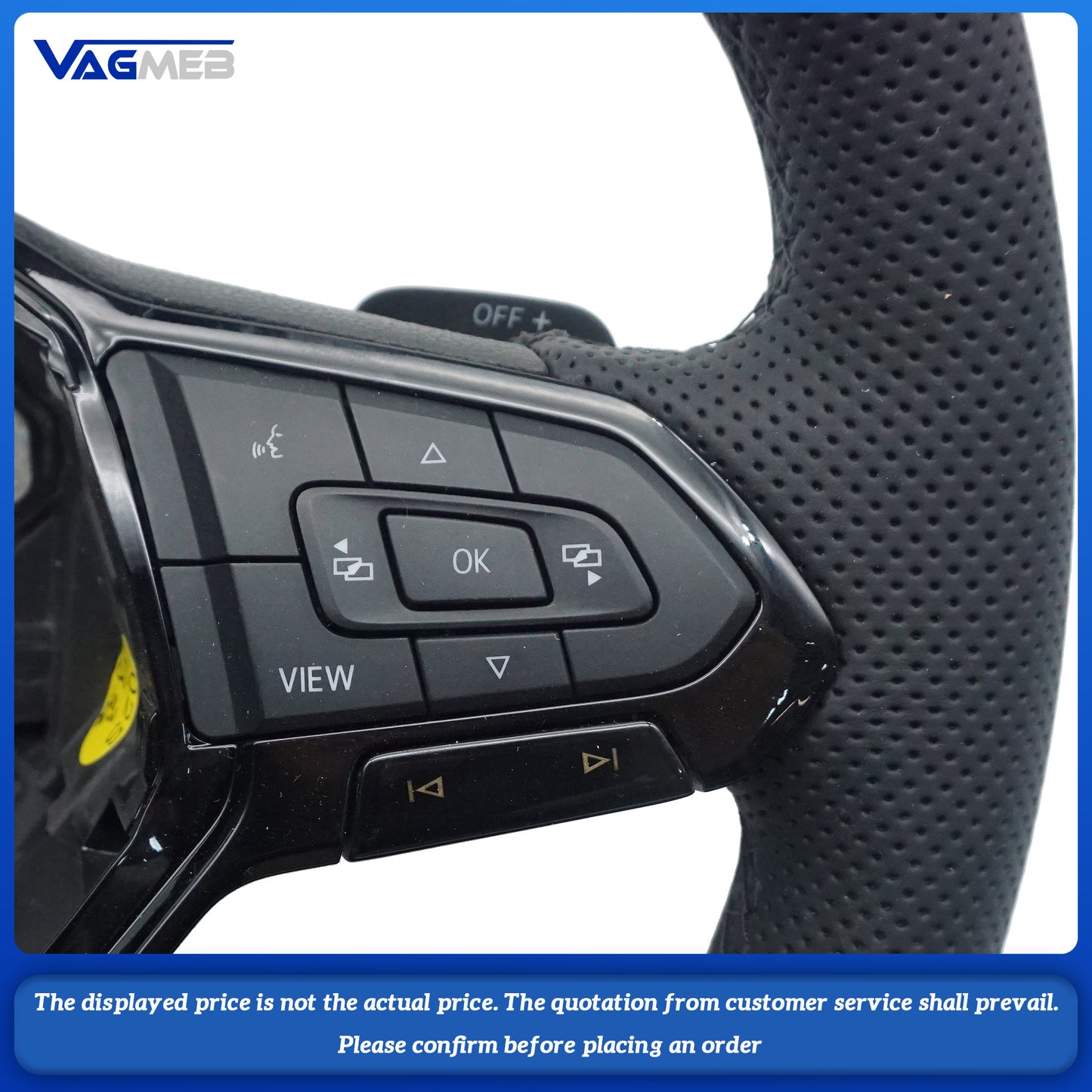 For VW Golf 8 GTI MK8 Custom leather alcantara punch steeringwheel with button heat paddle