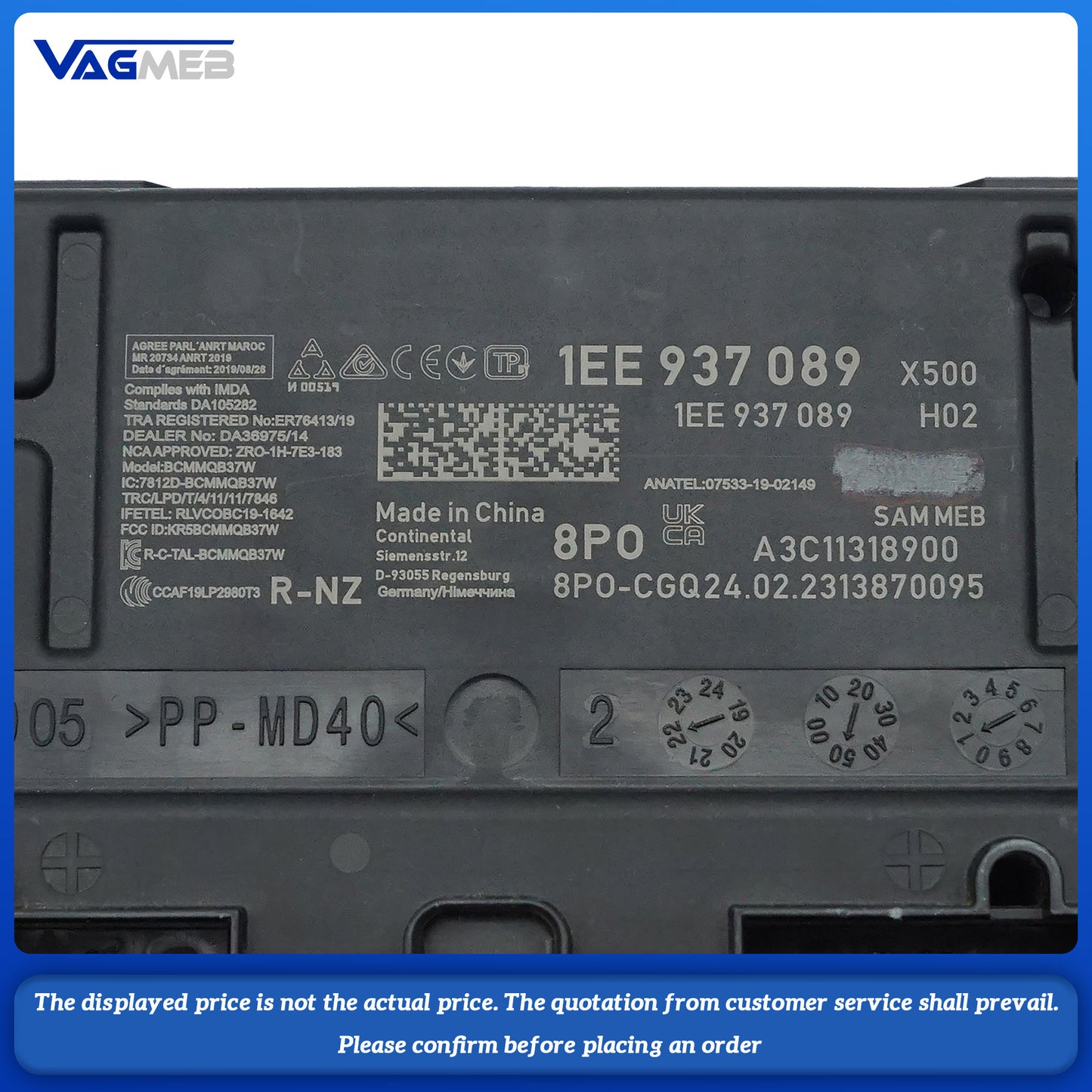 BCM Body Controller Grid Control Unit Module 1EE937089 For ID3 ID4 ID5 ID6 ID7