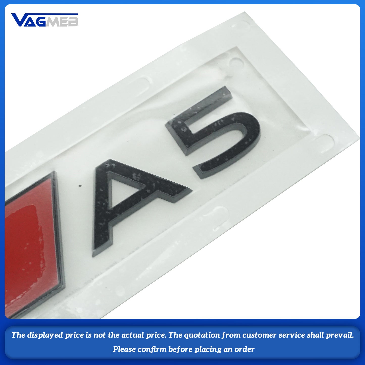 New Car Fender Badge Sticker Accessories 3D Stereoscopic Glossy Black Red Block Letters Emblem For A3 A4 A5 A6 A7 A8 RS Series