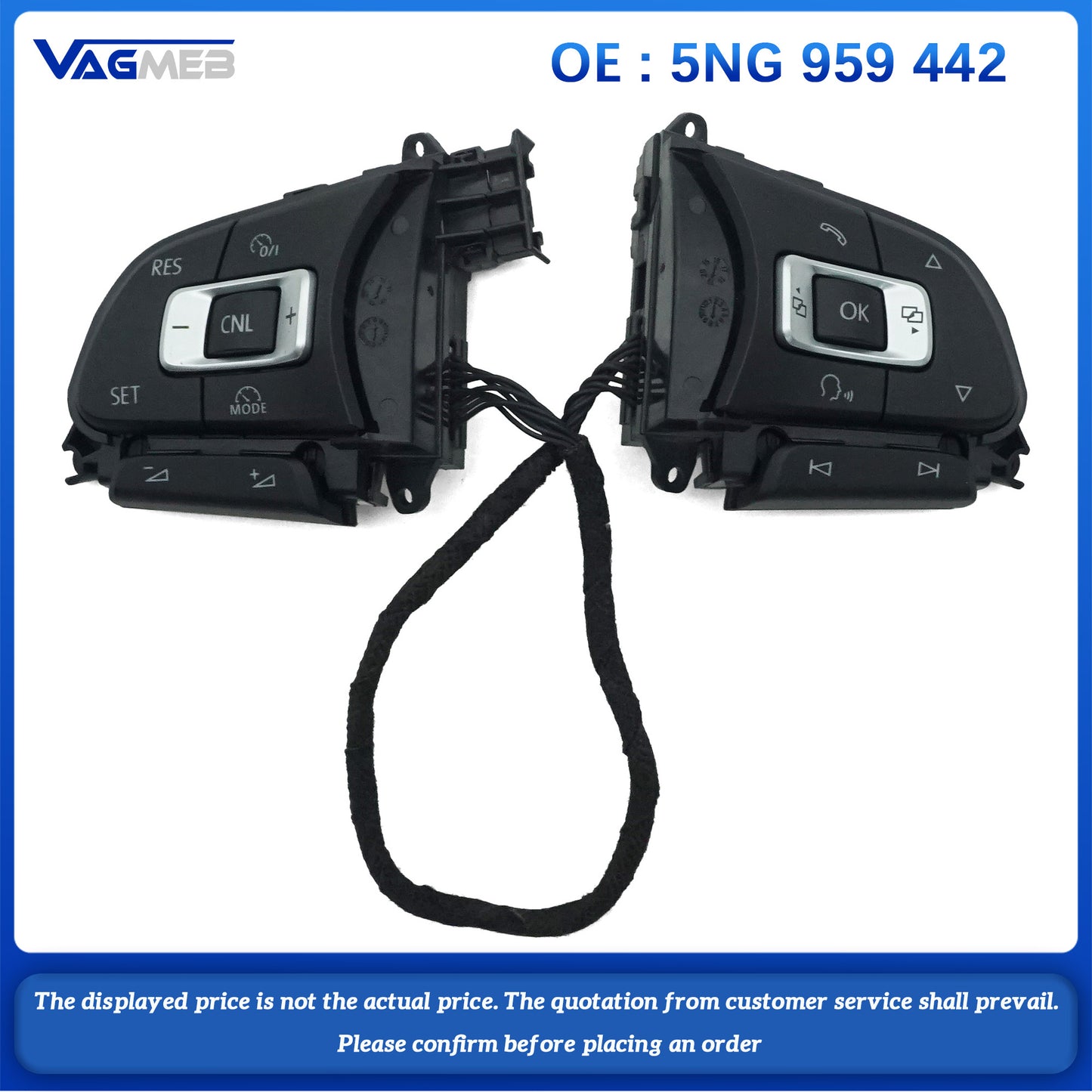 For VW Tiguan MK2 T-ROC multifunctional steering wheel button with heating function 5NG 959 442
