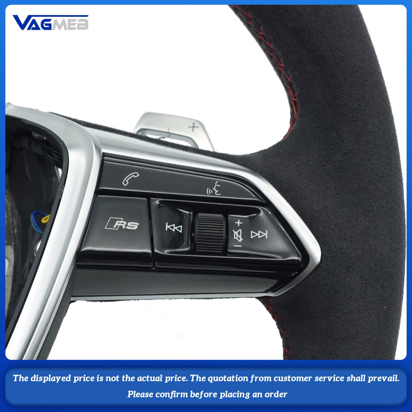 For Audi RS Logo A6C8 - Fully suede-leather wrapped steering wheel with heated function