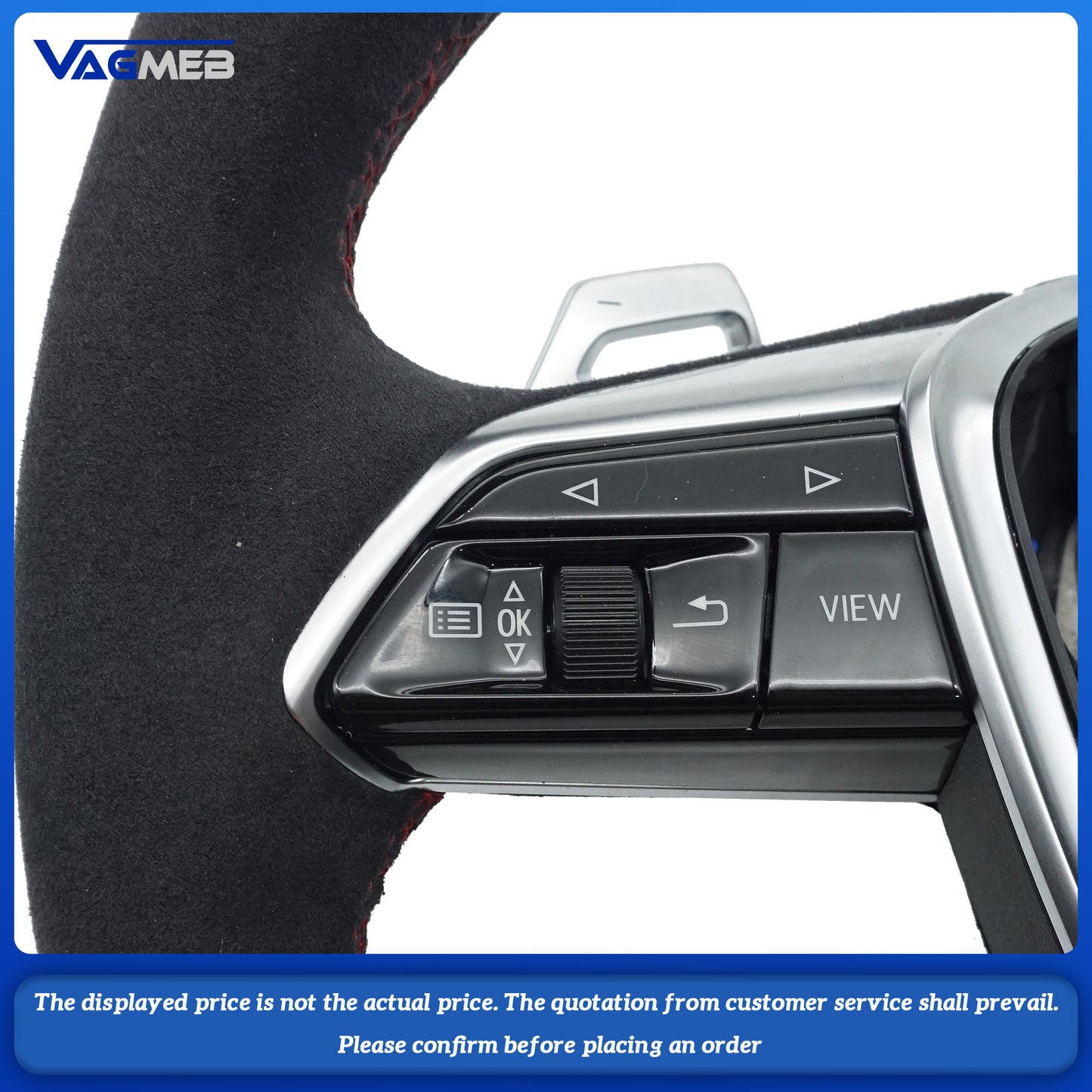 For Audi RS Logo A6C8 - Fully suede-leather wrapped steering wheel with heated function