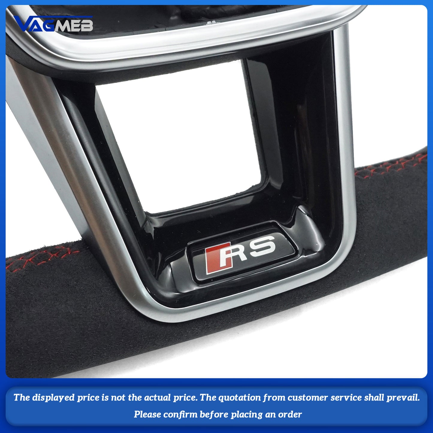 For Audi RS Logo A6C8 - Fully suede-leather wrapped steering wheel with heated function