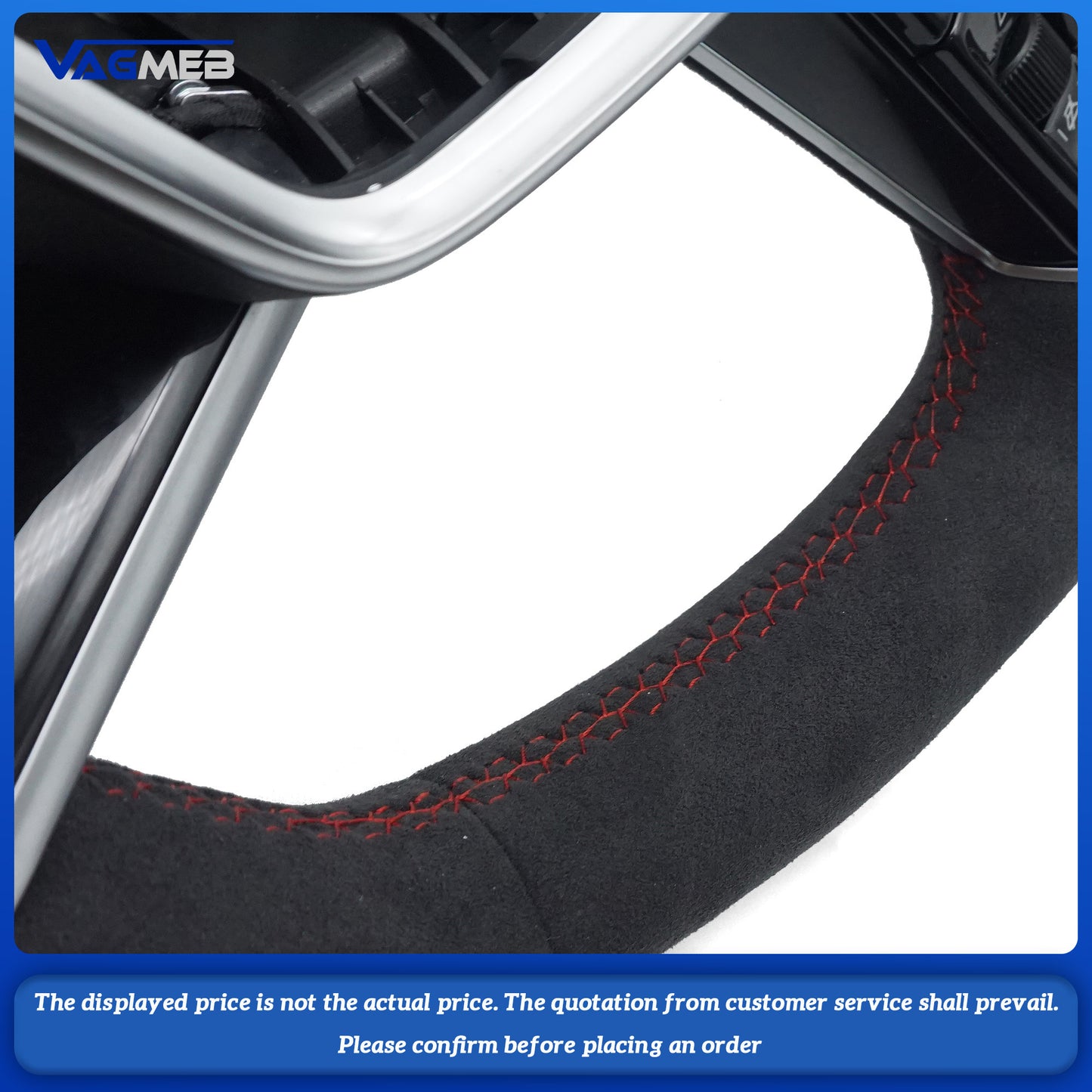 For Audi RS Logo A6C8 - Fully suede-leather wrapped steering wheel with heated function