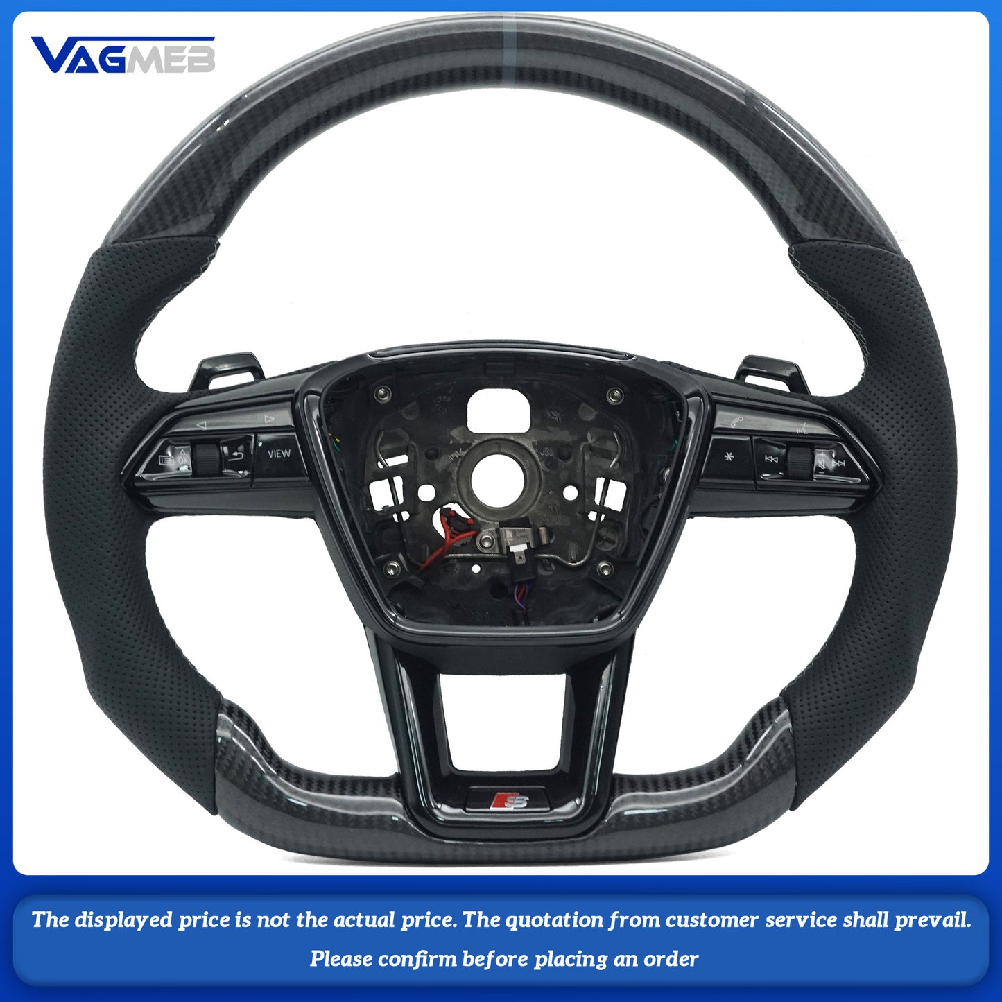 For Audi A6 C8 carbon fiber half-punched gray line trim with gray centering heating and a multifunctional steering wheel