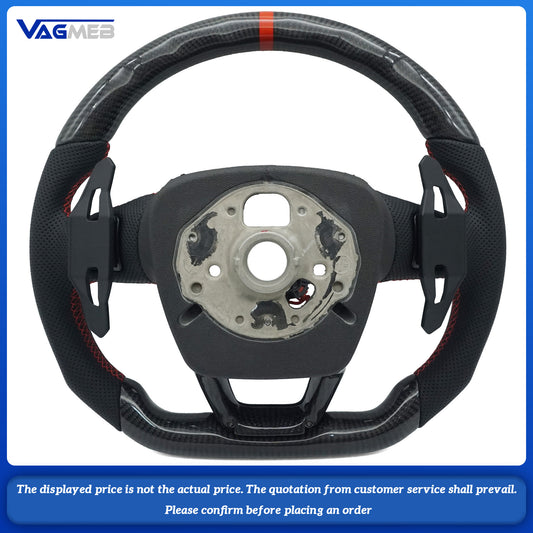 Matte carbon fiber Alcantara leather steering wheel with paddle shifters and heating for Audi Q5 FY