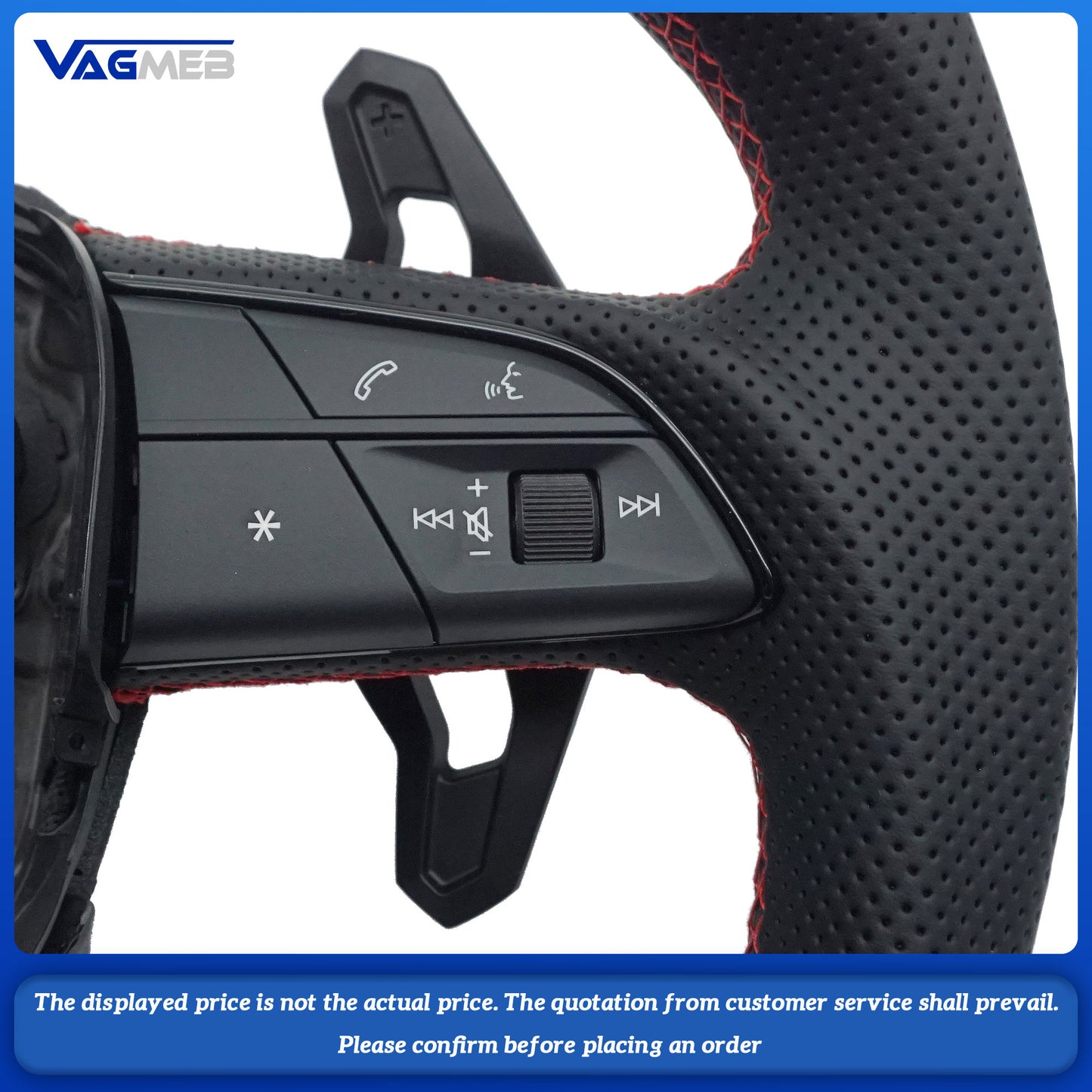 Matte carbon fiber Alcantara leather steering wheel with paddle shifters and heating for Audi Q5 FY