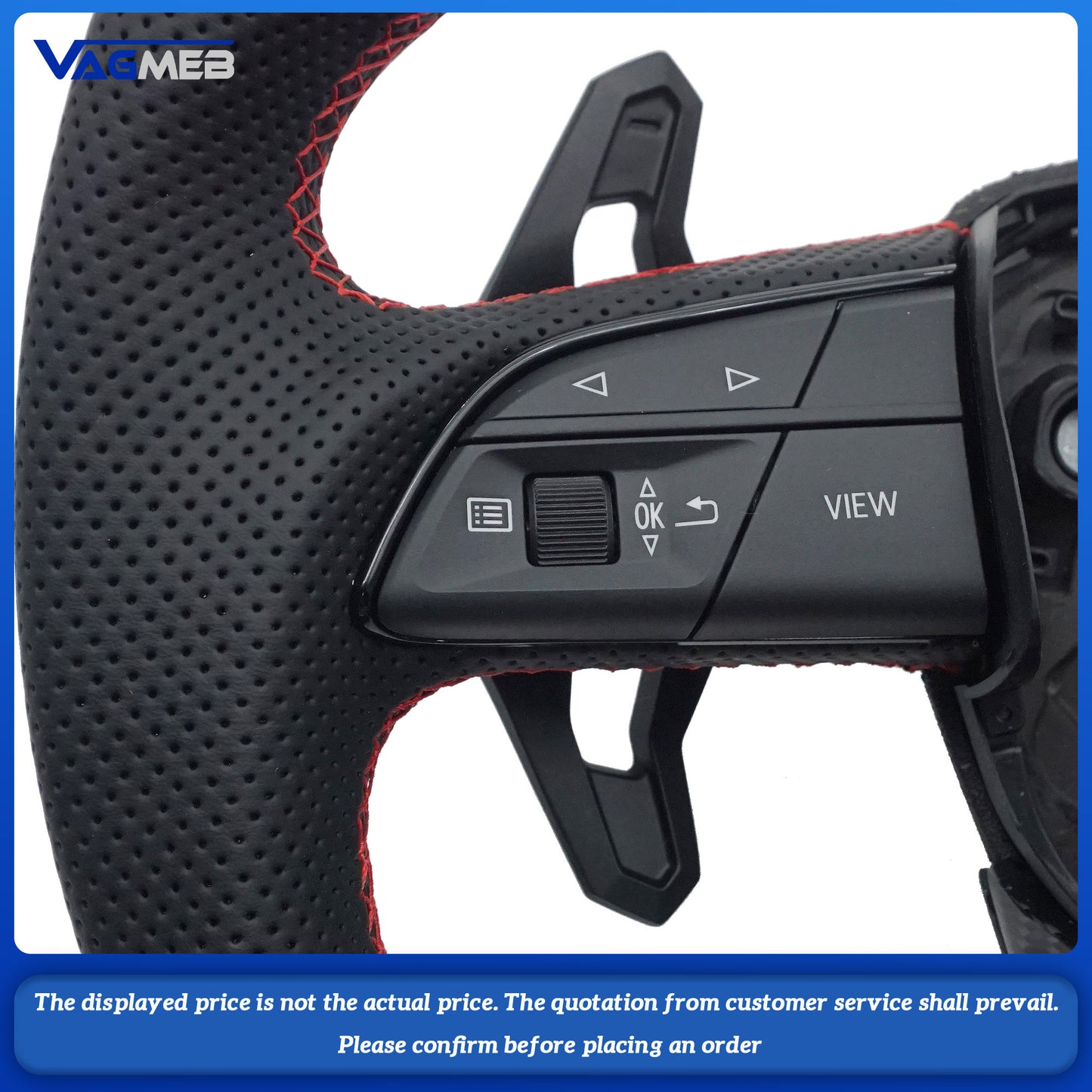 Matte carbon fiber Alcantara leather steering wheel with paddle shifters and heating for Audi Q5 FY