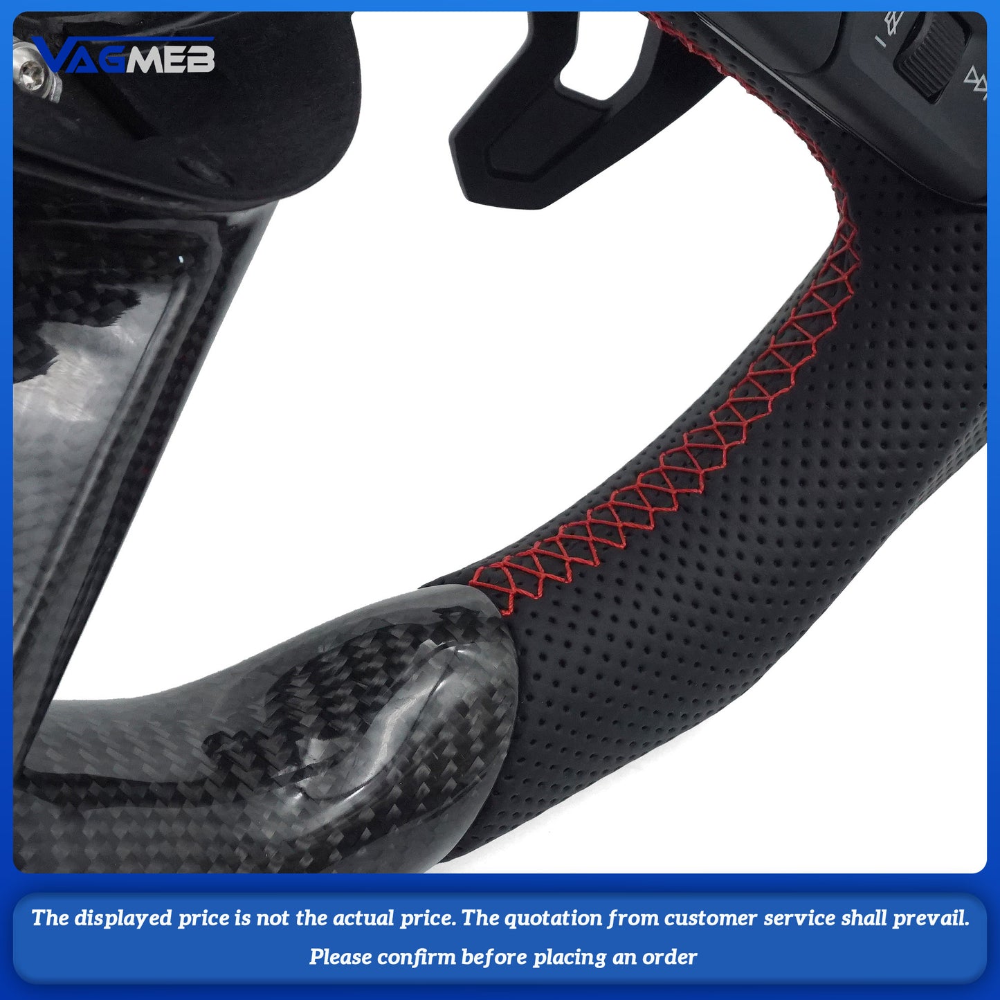 Matte carbon fiber Alcantara leather steering wheel with paddle shifters and heating for Audi Q5 FY