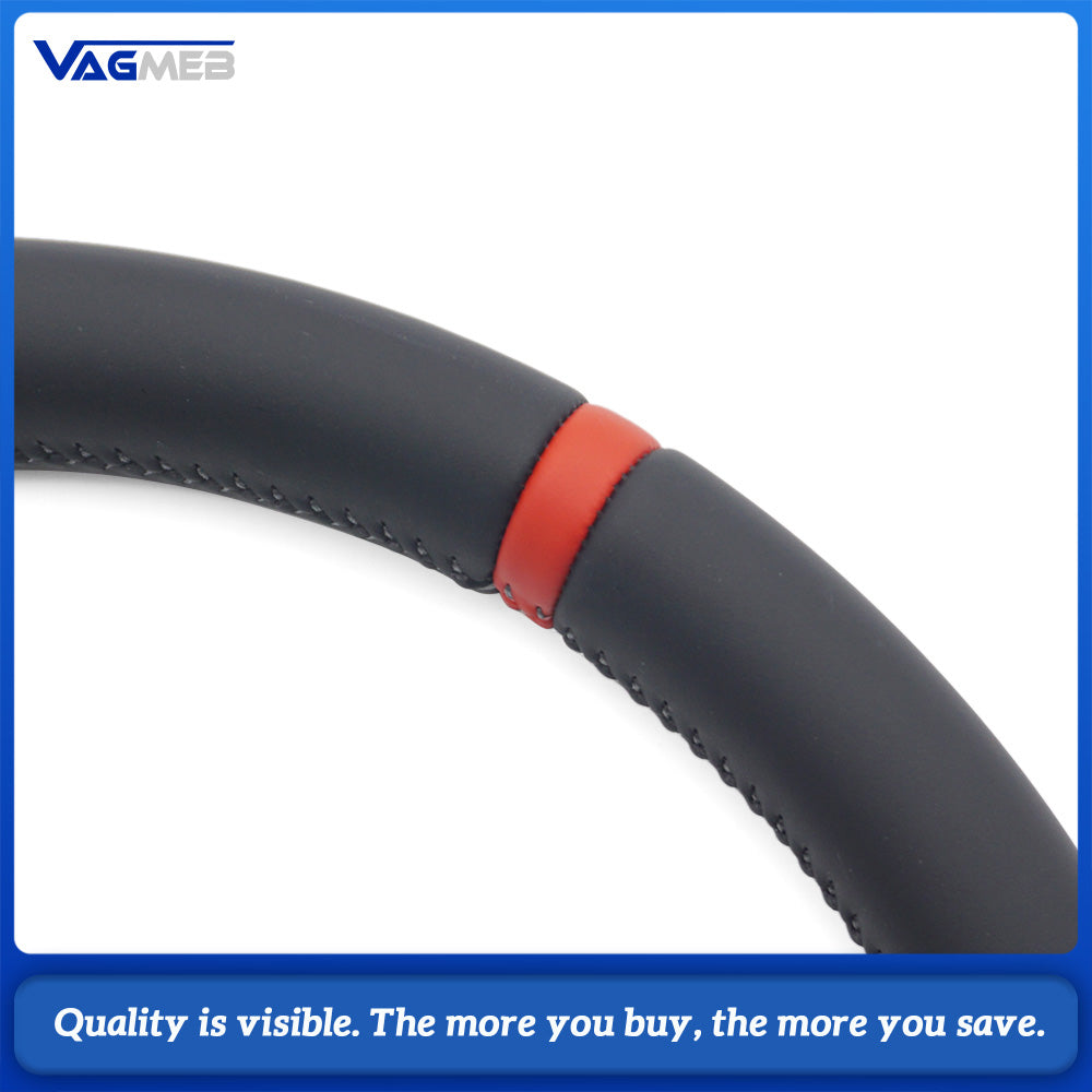 For Audi A4 B8 A3 8V A4 A5 A7 Q3 Q5 Q7 Dark gray line Stitched Full Leather Perforated Flat Bottomed Steering Wheel