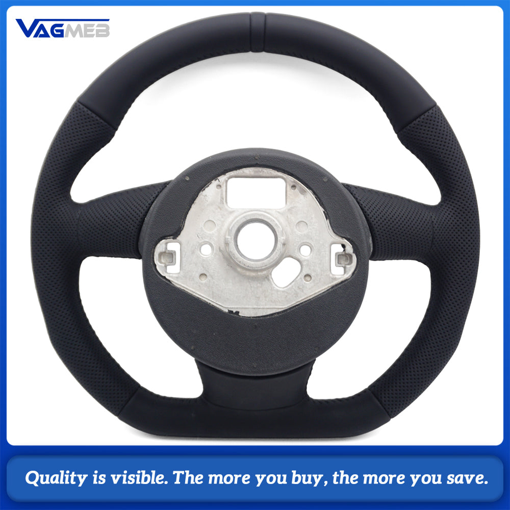 For Audi A4 B8 S-Line Half Perforated Steering Wheel Black Stitch Black Marker No Paddle