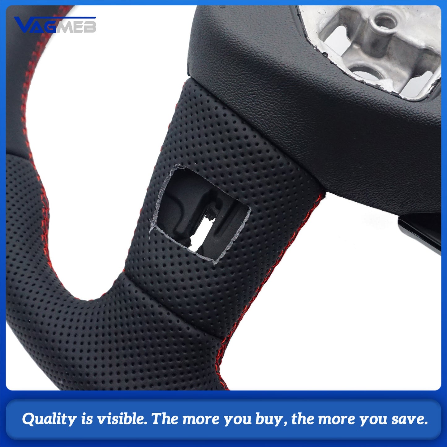 For Audi Q3 F3 Full leather perforated flat bottomed steering wheel