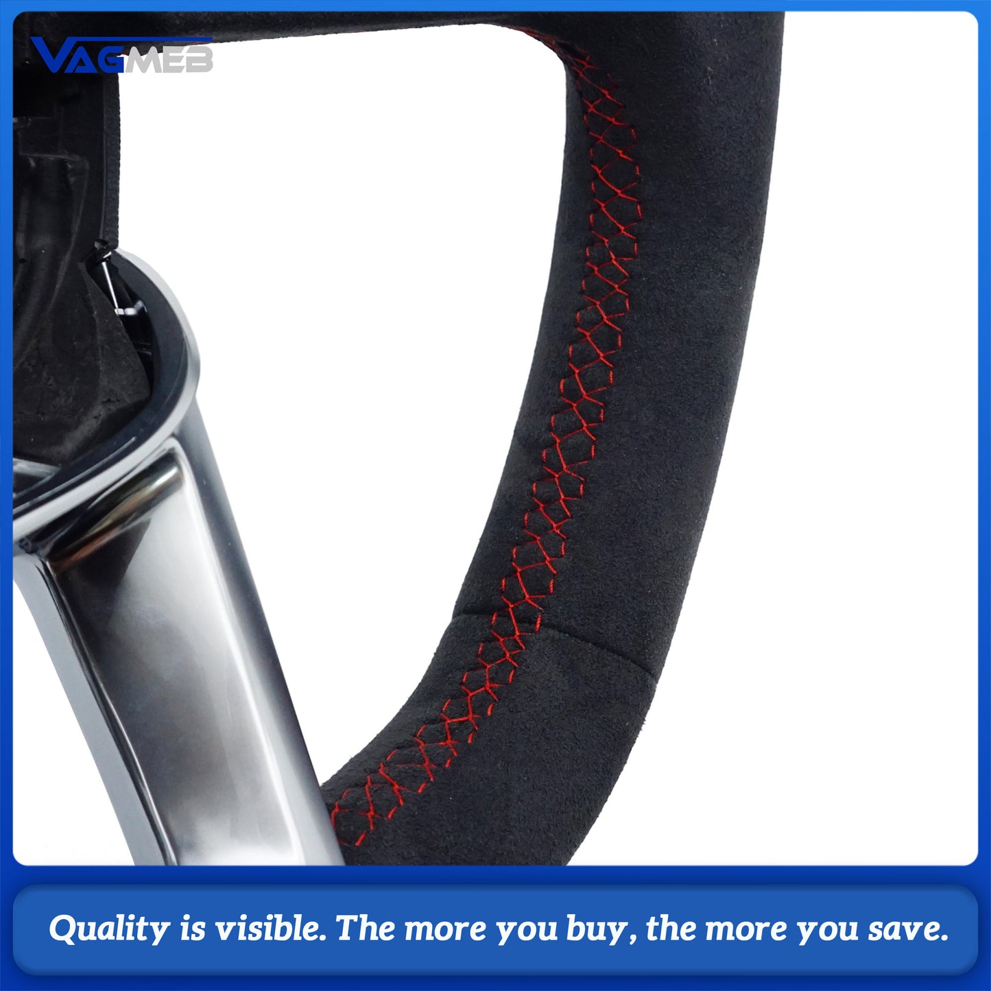 For Audi Q5 FY Q7 4M Q8 Alcantara white stitched flat bottomed sports steering wheel with heating, Car Accessories