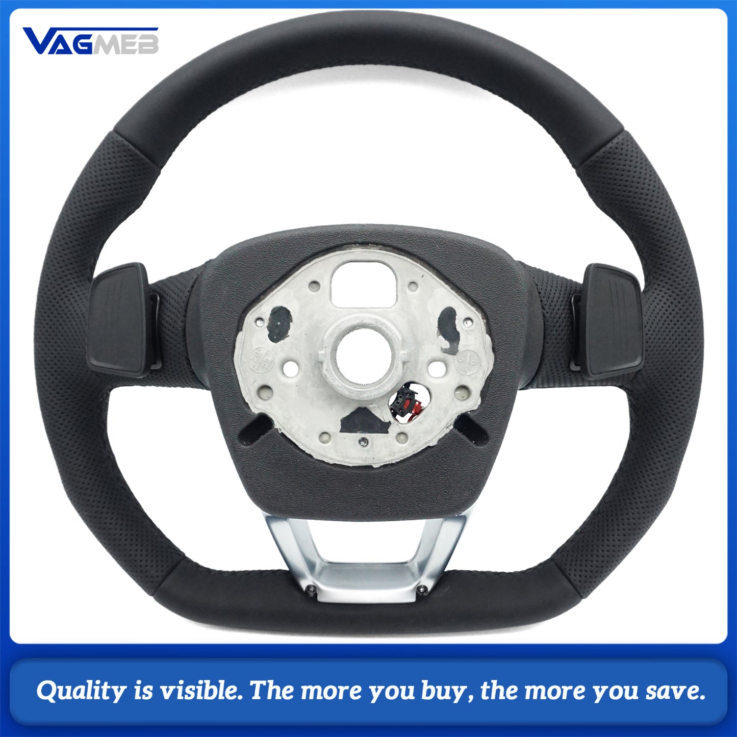 For Audi Q5 FY Q7 4M Q8 fully perforated leather with black stitching, flat bottomed sports steering wheel with heating
