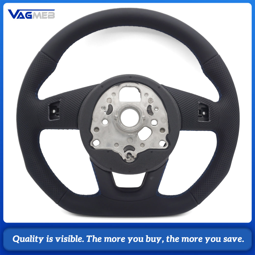 For Audi RS3 RS4 RS5 A3 8V A4 B9 A5 S3 S4 S5 Fully Perforated Leather Steering Wheel