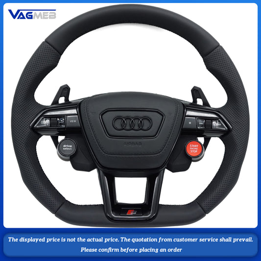 For Audi S LOGO Q7 Q8 SQ7 SQ8 RSQ7 RSQ8 RS3 RS4 RS5 RS6 RS7 R8 Alcantera Leather Carbon Fiber Steering Wheel