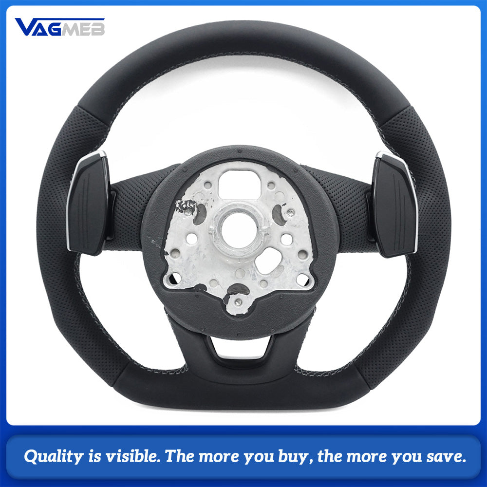 For Audi S Logo A4 B9 leather Full punch half punch Multi-color stitching various styles of paddles steering wheel