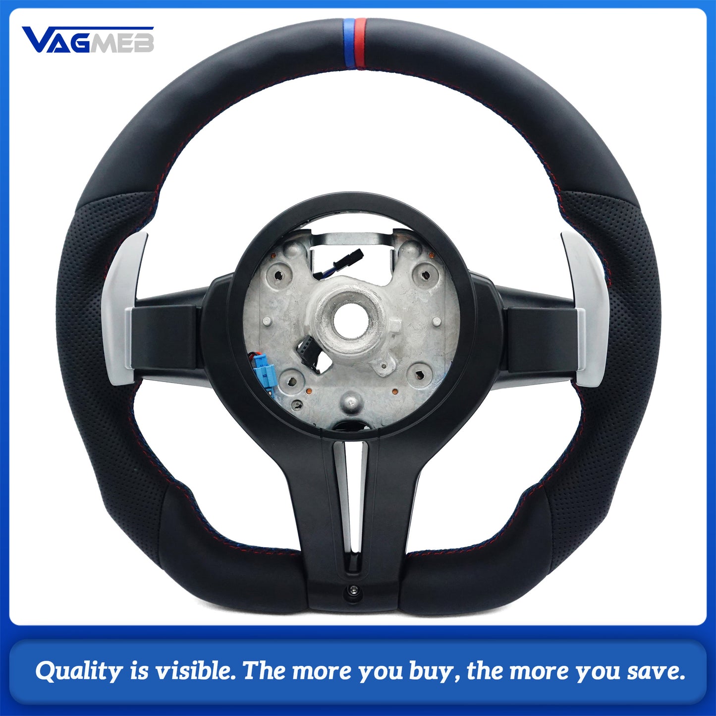 For BMW M3 M5 F10 F11 F12 F13 F20 F21 F22 F25 F30 F31 F32 F33 F34 F36 M Logo Steering Wheel Assembly Half Perforated Leather With heating function