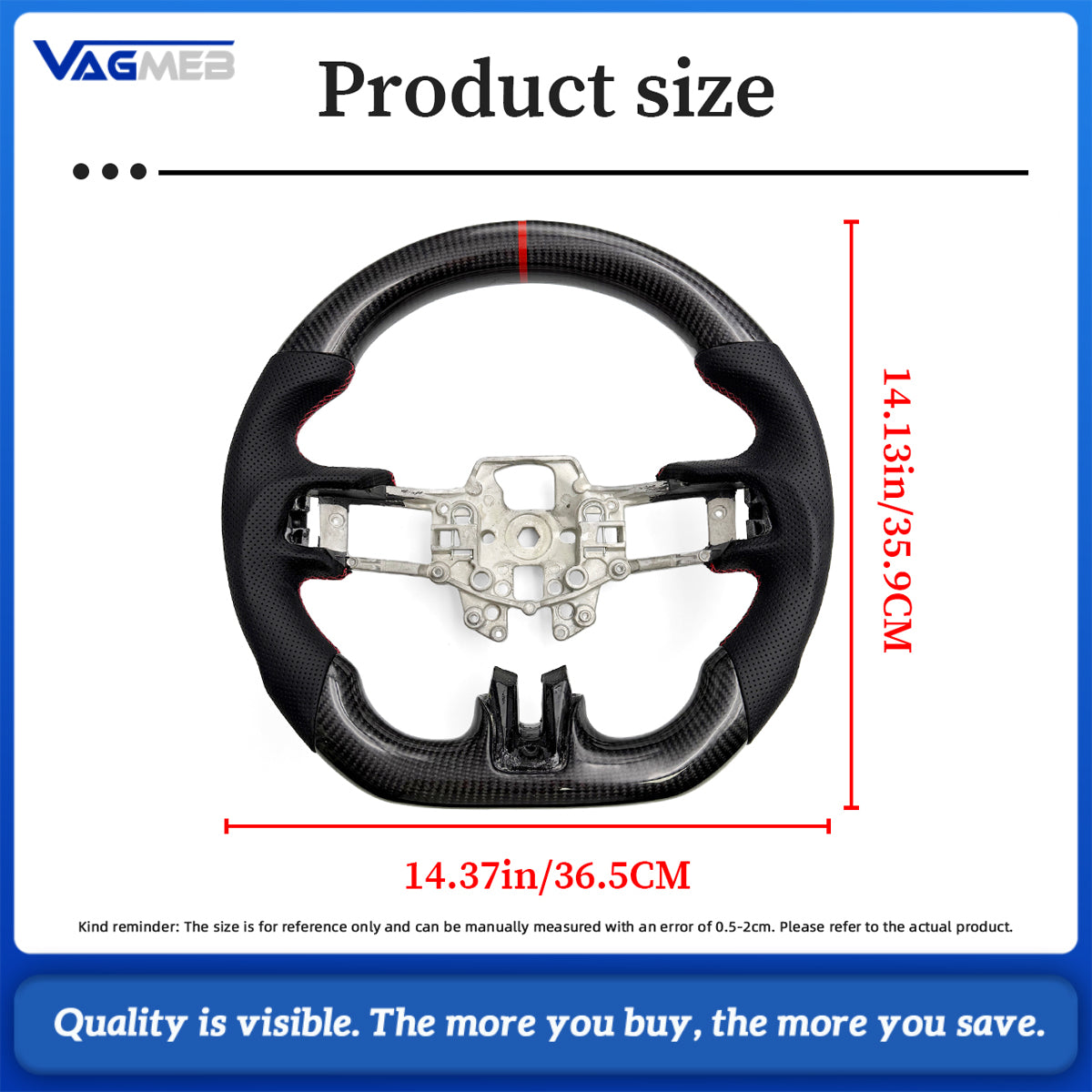 For Ford Mustang 2015 2016 2017 Carbon Fiber Look Steering Wheel Car Accessories