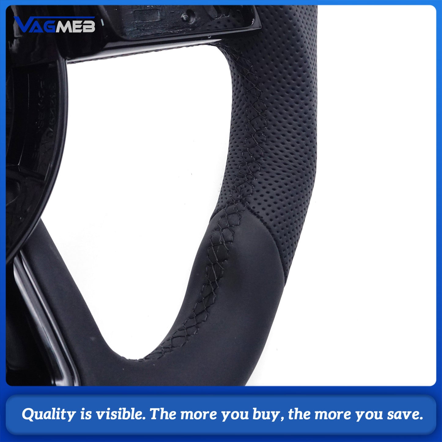 For Audi RS3 RS4 RS5 A3 A4 B9 A5 S3 S4 S5 2017-2021 Fully Perforated Leather Steering Wheel