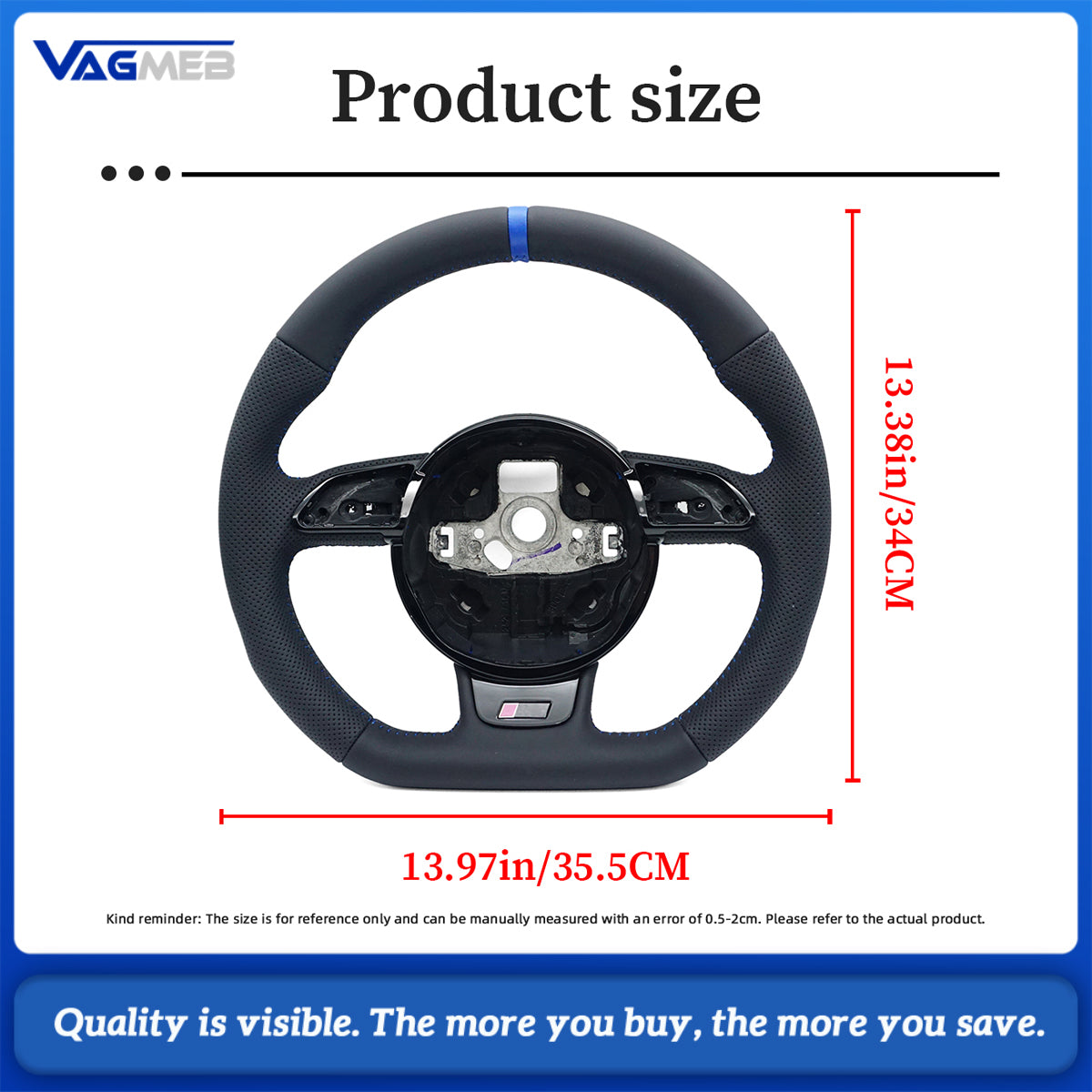 Fully Perforated Steering Wheel Flat Bottom Steering Wheel Campaign Assembly For Audi A4B8