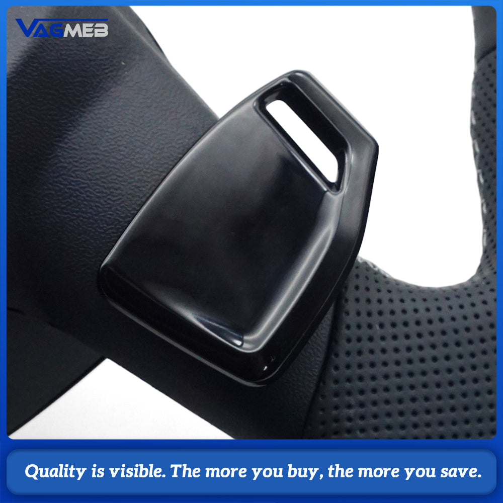 S LOGO Line Half Perforated Leather Steering Wheel with Paddle Shifters (No Buttons, No Airbag) for Audi A6 C8 A7 S6 RS6