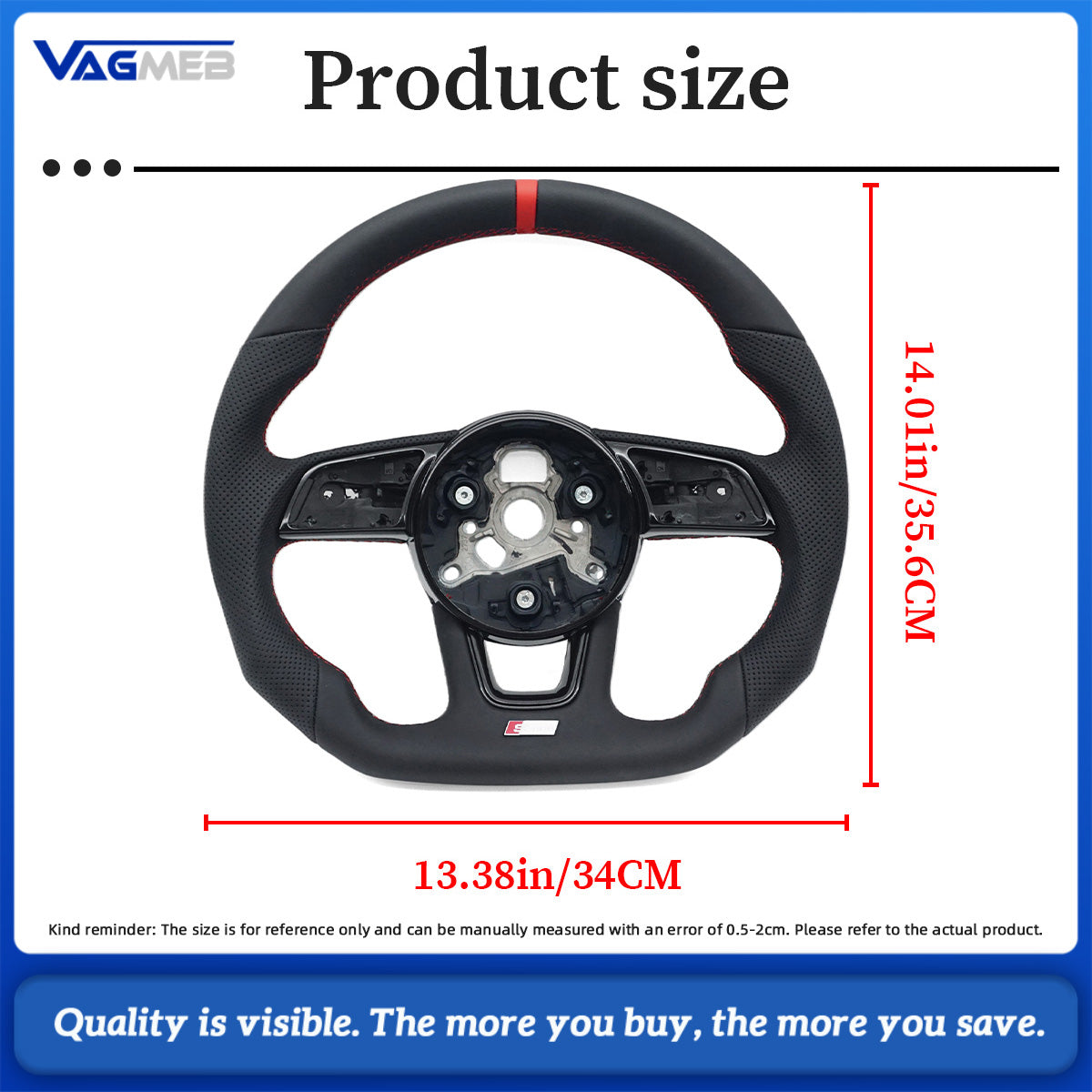 Sports style car steering wheel suitable for Audi A4 S4 B9 A3 S3 8V RS4 RS5 A5 S5 2017-2024 leather steering wheel car accessories
