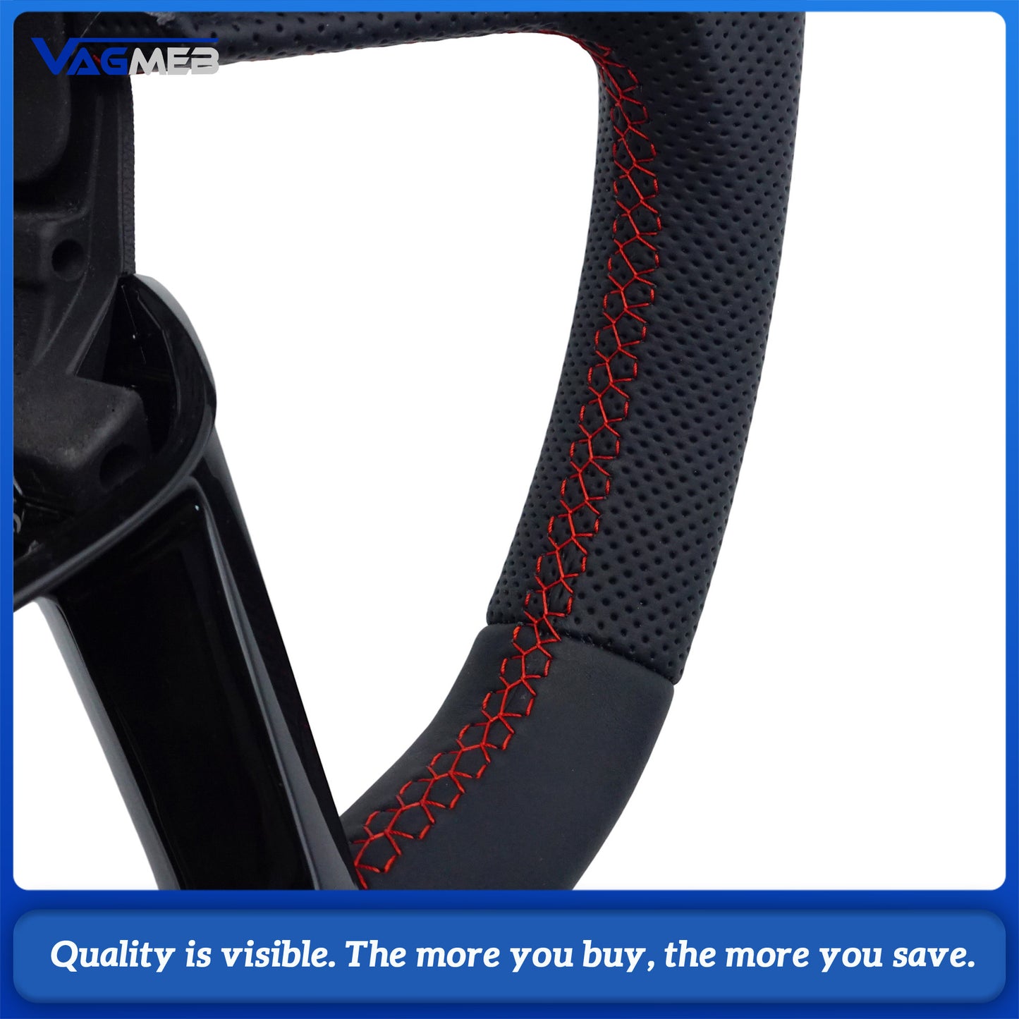 Suitable for Audi Q3 F3 all black perforated leather sports steering wheel, Car Accessories