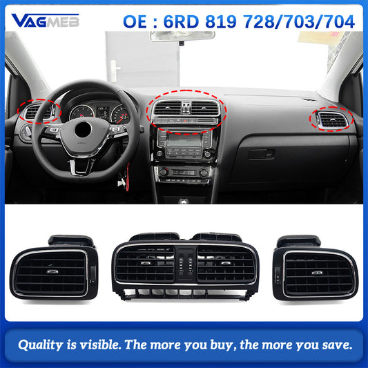 For VW Polo Car Front Central Dash Left Right Middle Air Conditioner AC Vent Grille Assembly For VW 2011-2018 6R0819703 6R0819704