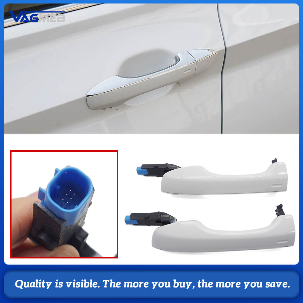 Front Door Handle Pair, White Painted With Chrome For VW Jetta Mk7