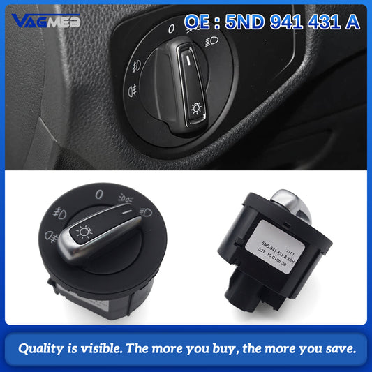 Car Headlight Fog Lamp Control Switch Knob OEM 5ND941431A For VW Golf Tiguan Replacement Part