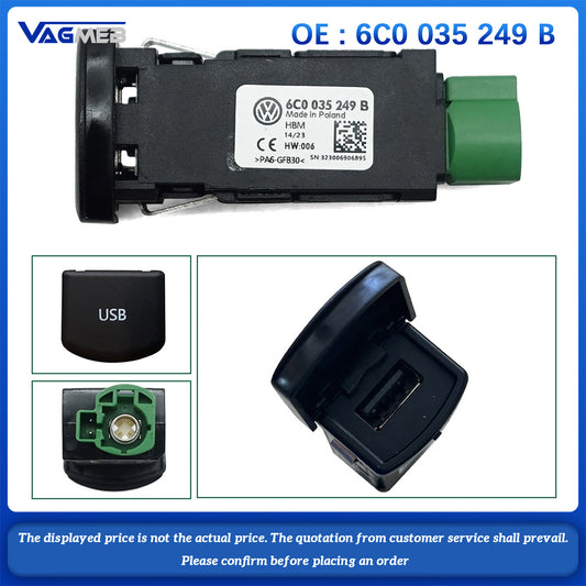 USB socket for VW Golf convertible PoloDerbyVento IND Sharan Multivan Scirocco Alhambra 6C0035249B