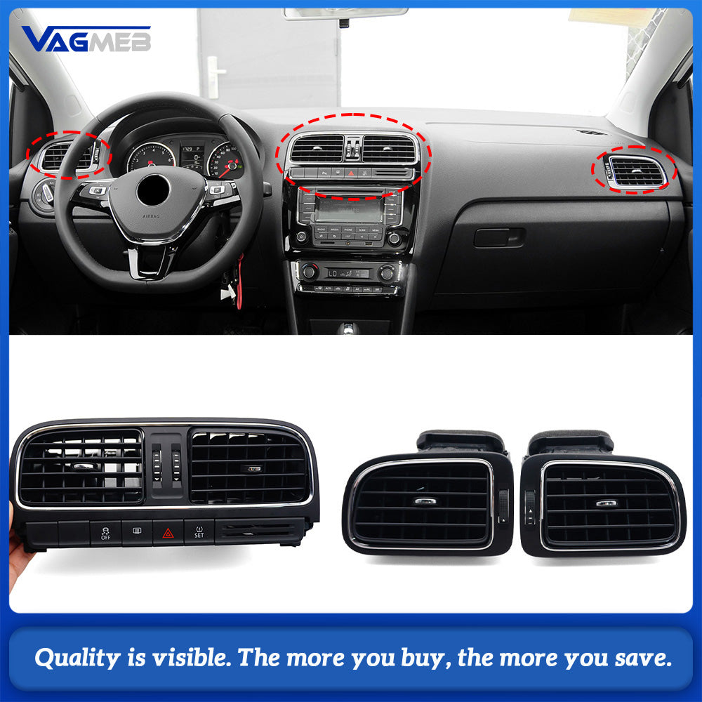 For Polo Car Front Central Dash Left Right Middle Air Conditioner AC Vent Grille Assembly For VW Polo