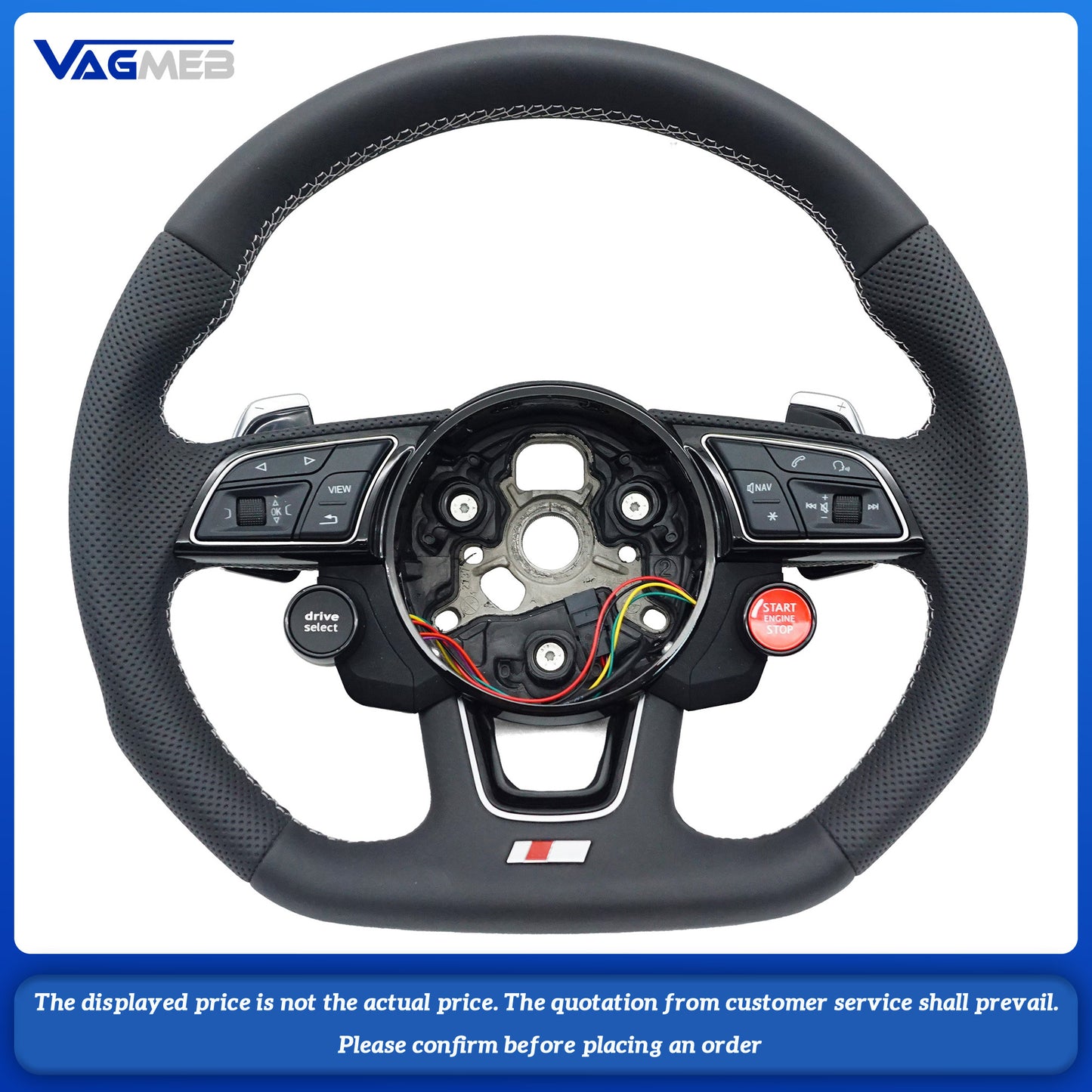 Car Steering Wheel Custom Made Leather For Audi A3 8V Flat Bottomed Steering Wheel Car Interior Accessories