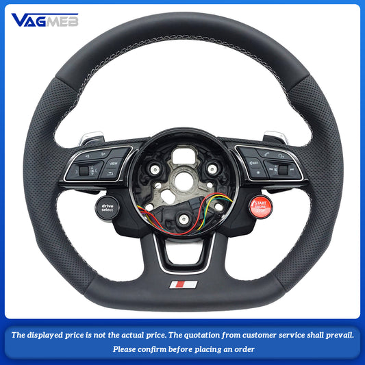 Car Steering Wheel Custom Made Leather For Audi A3 8V Flat Bottomed Steering Wheel Car Interior Accessories