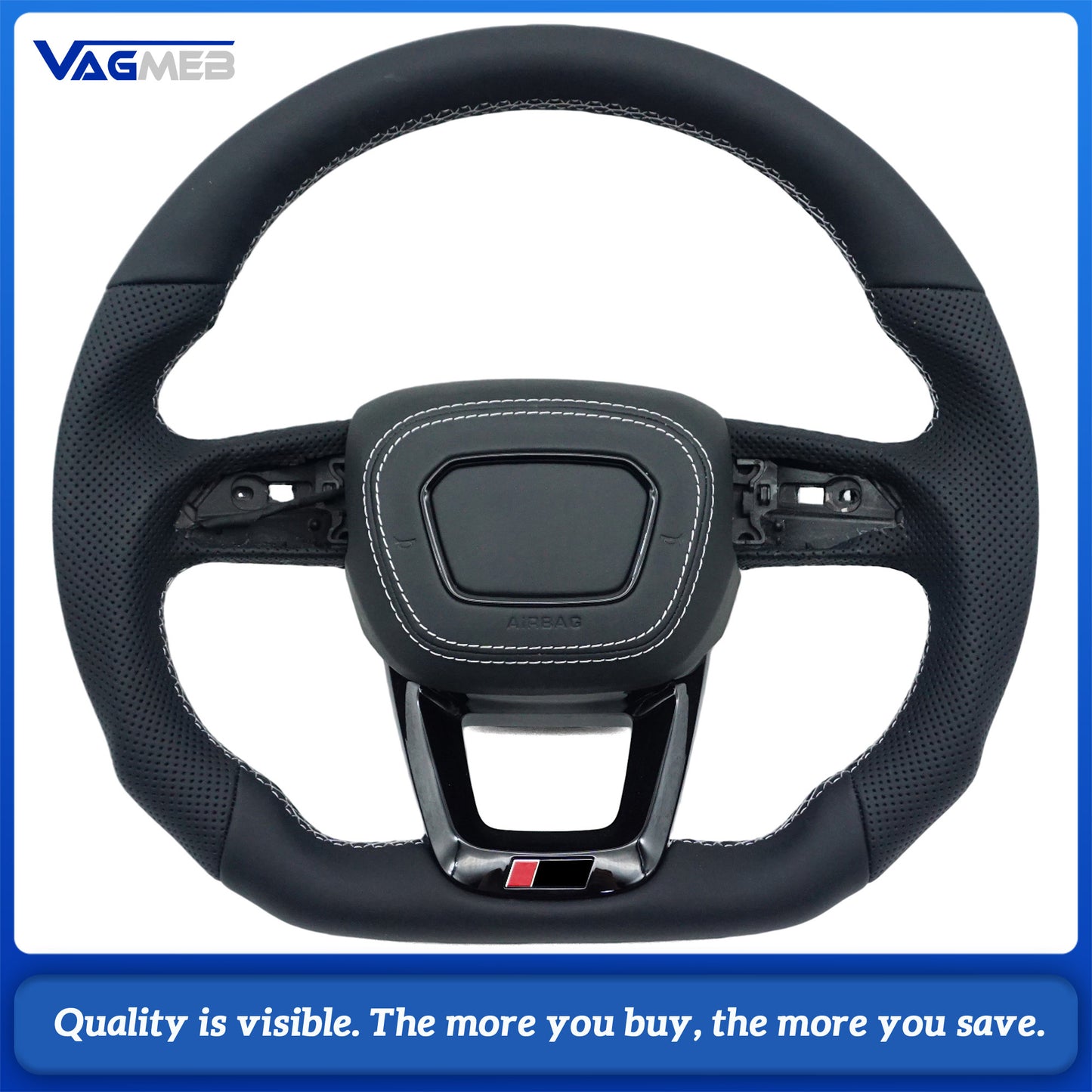 A Perforated leather Sports steering wheel for Audi Q5 FY Q7 4M Q8 S RS LOGO multifunctional steering wheel With Heated