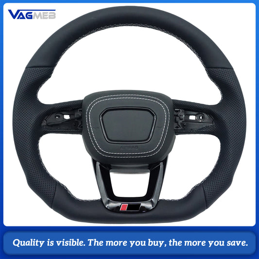 A Perforated leather Sports steering wheel for Audi Q5 FY Q7 4M Q8 S RS LOGO multifunctional steering wheel With Heated