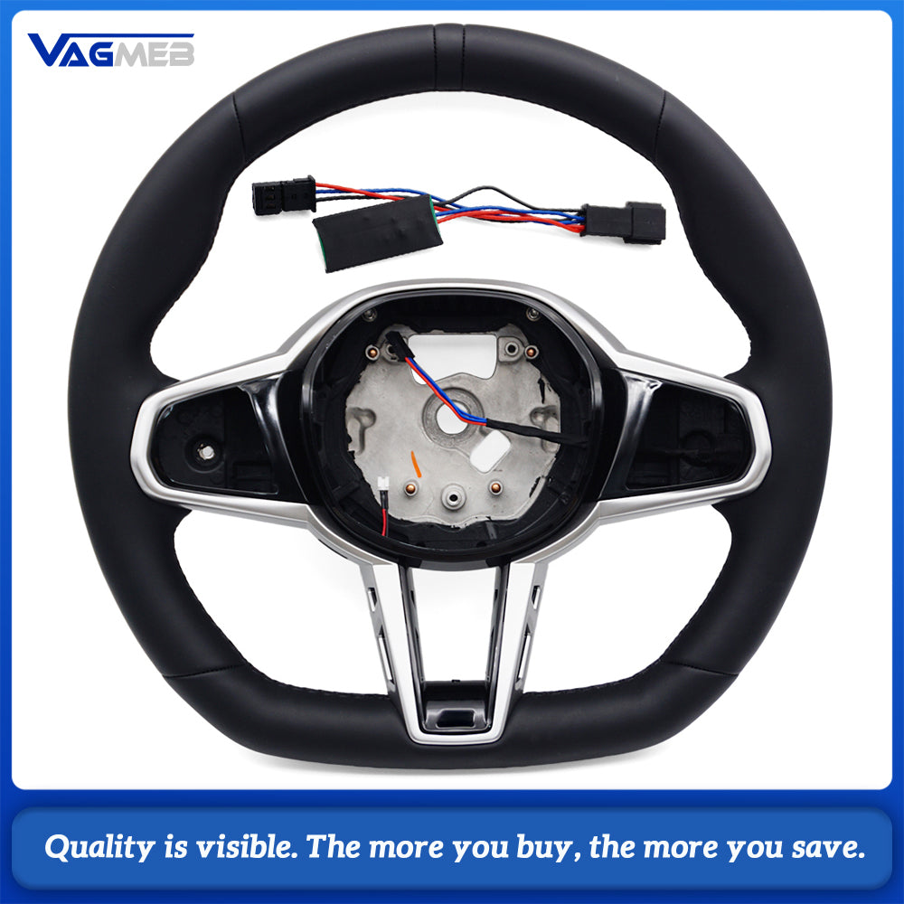 For BMW G20  Leather Steering Wheel Black Stitch Black Marker With Button Frame Heated Vibration Hands Off
