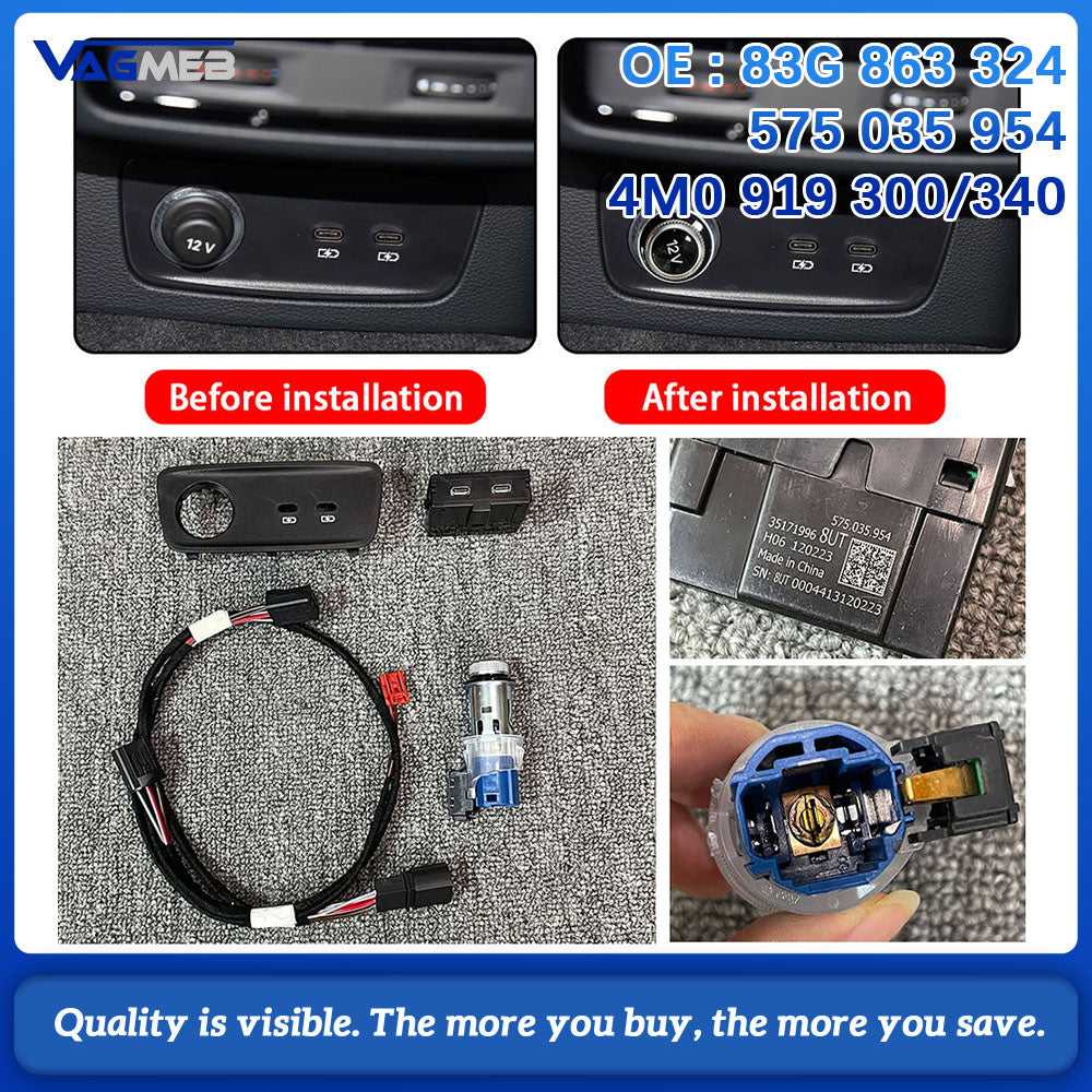 For Audi Q3 2019 Upgrade the rear charging interface USB Type-C interface