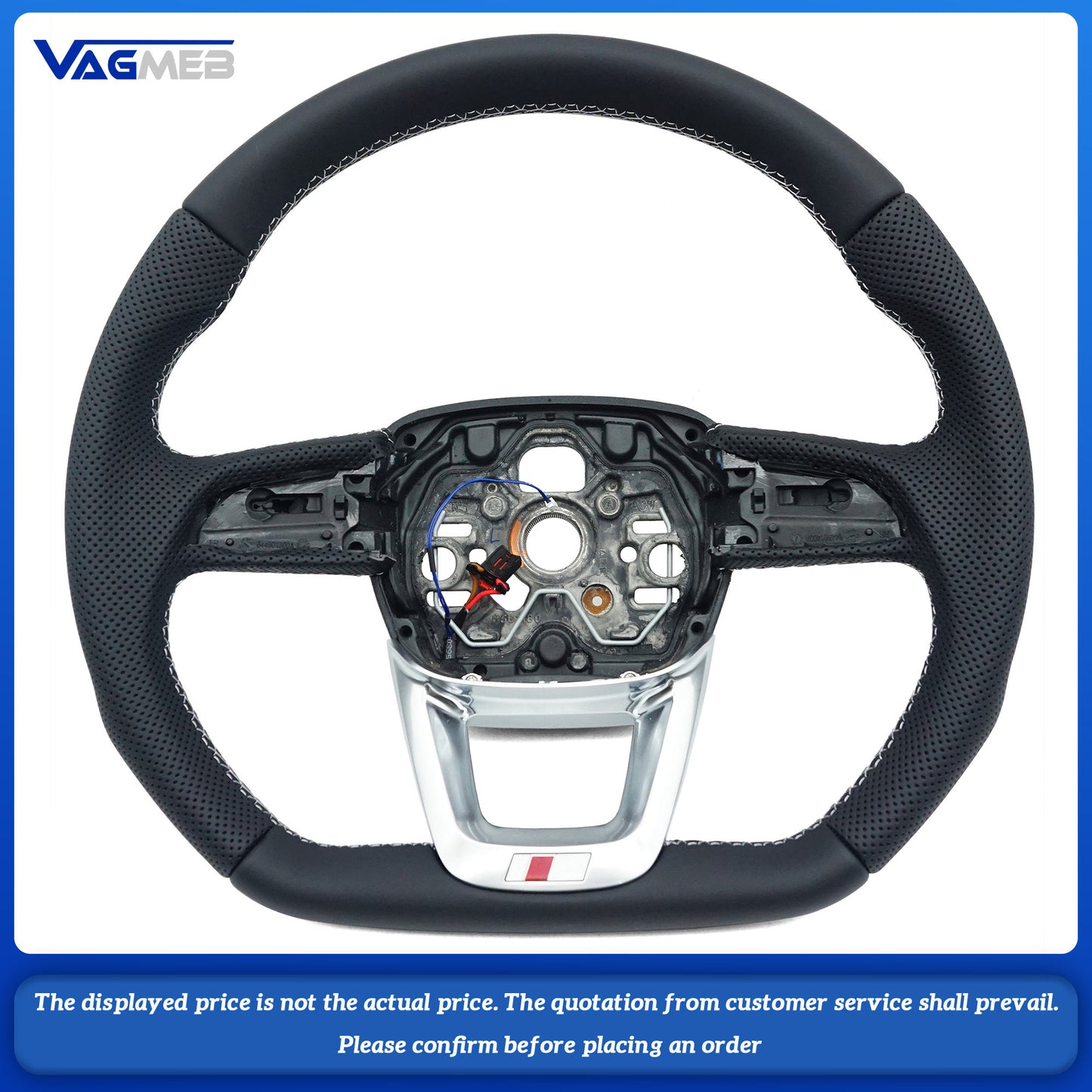 For Audi S RS Sline logo Q3  custom Leather semi-perforated steering wheel with heating