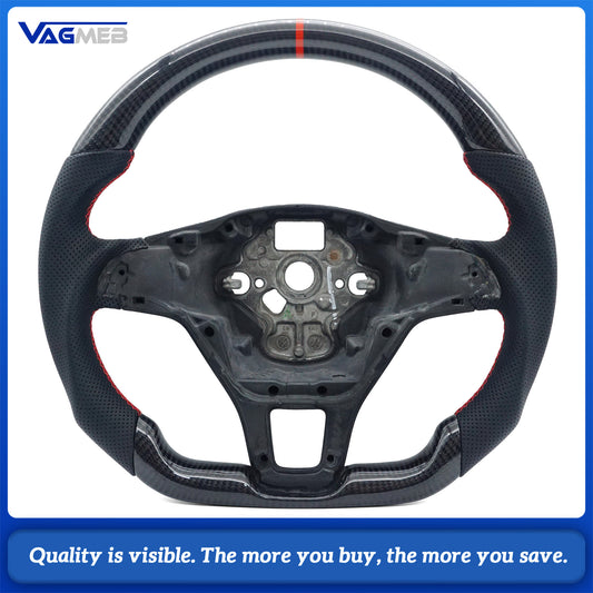 Car Auto Parts Real High Quality for MK7 GTI Perforated Leather Glassy Carbon Fiber Steering Wheel