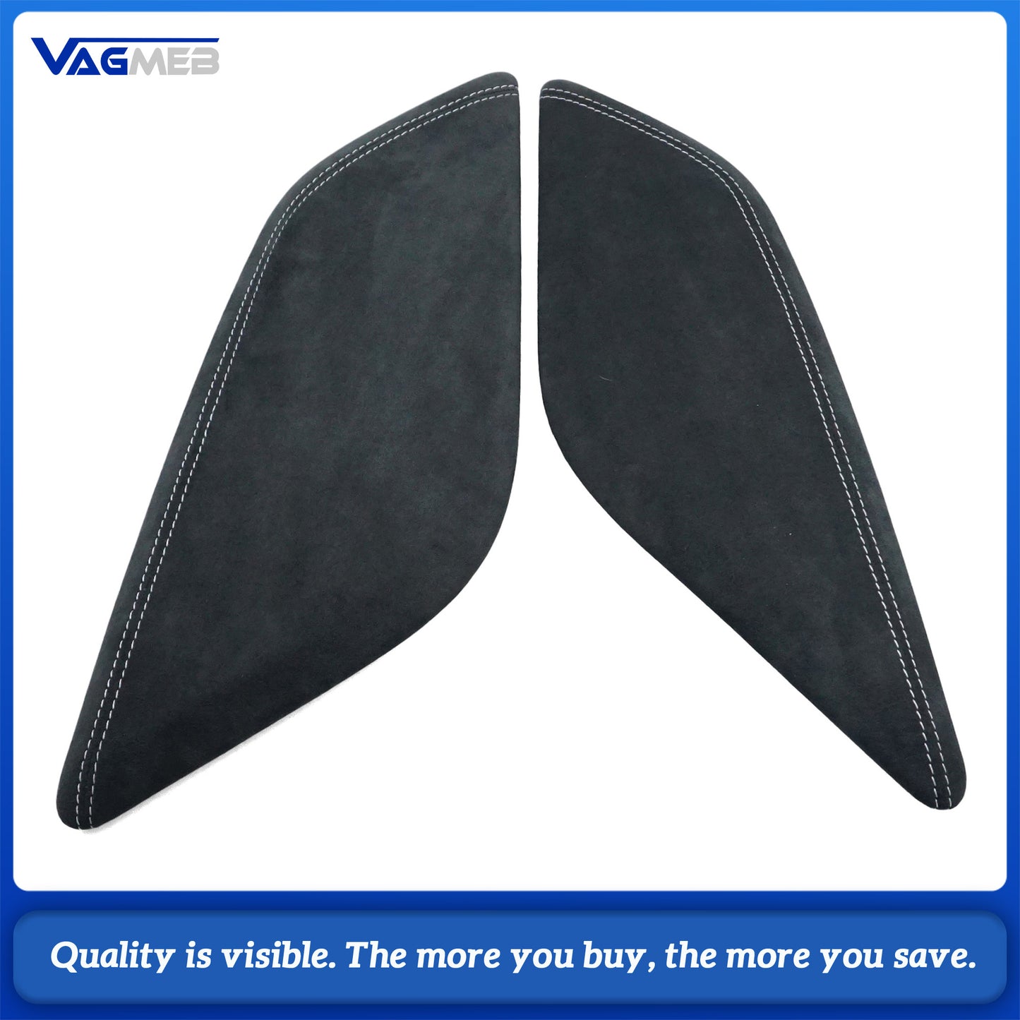 For Audi A6 C7 Interior Side Trim Panel, Alcantara Suede White Stitching, OEM Fit