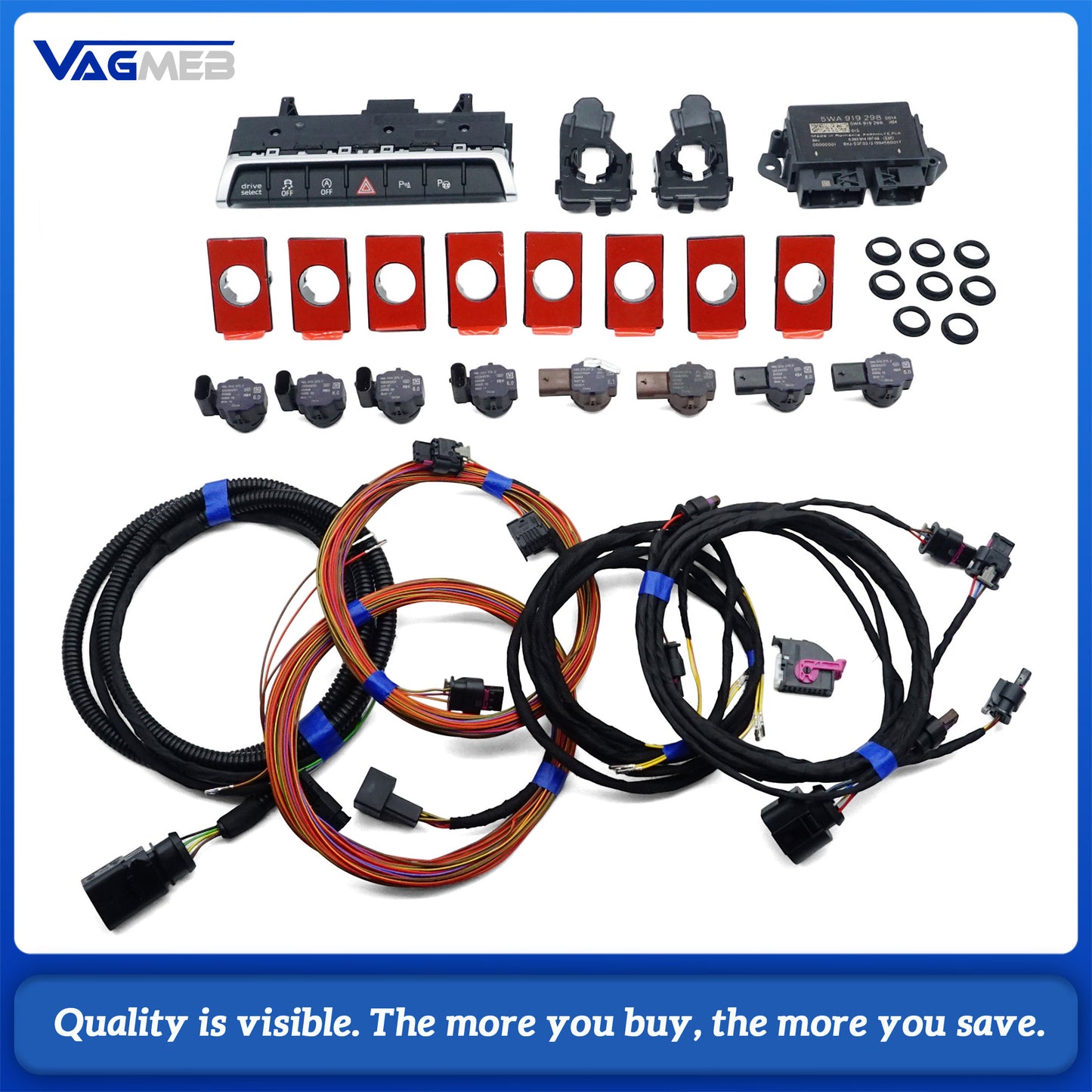 For Audi A3 8Y 2023  Limousine 4‑Sensor to 12‑Sensor PDC Retrofit Set