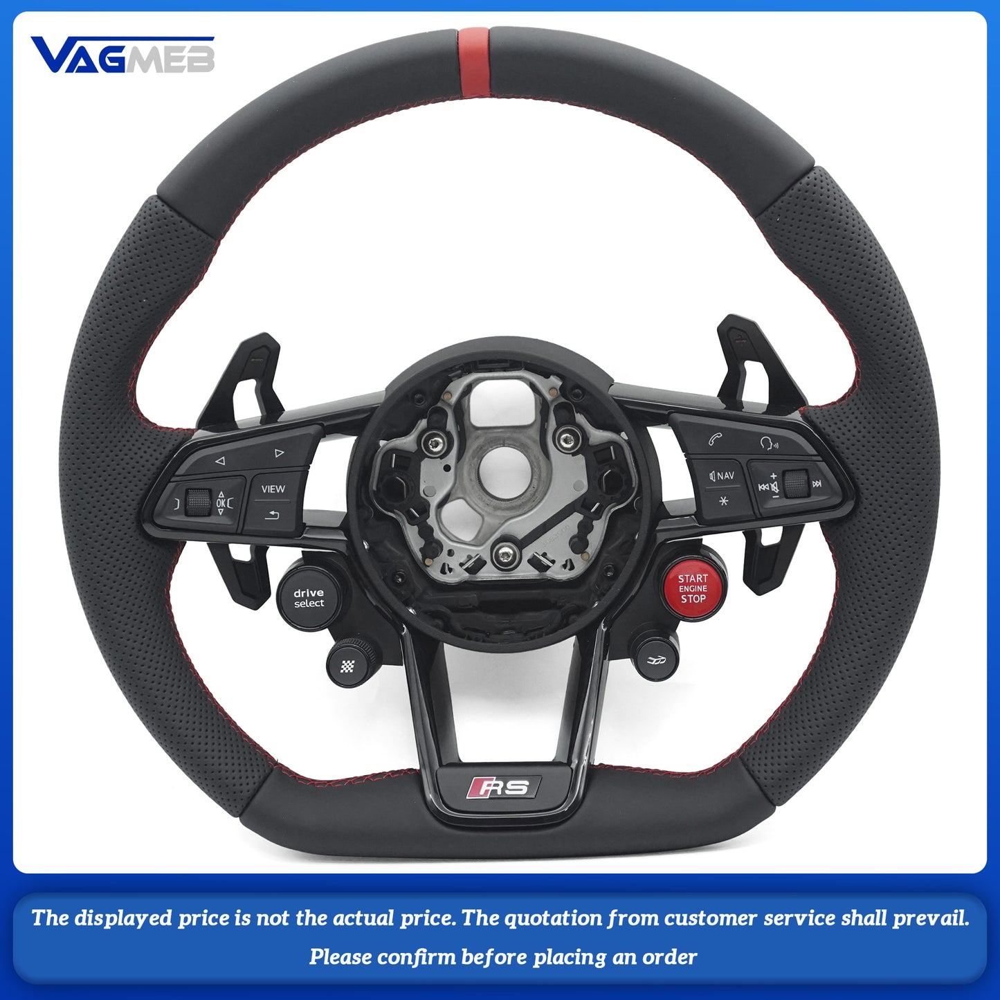 S RS Leather OEM Shape Custom Steering Wheel For Audi R8 Carbon Fiber Steering Wheel upgrade