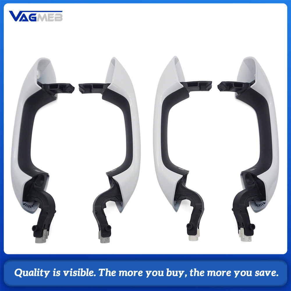 Car White LED Door Handles Kit 2Pcs Front Smart Inductive Touch Handles With Light + 2Pcs Rear Non-Inductive Handles Without Chrome Trim For Volkswagen Golf 8 MK8